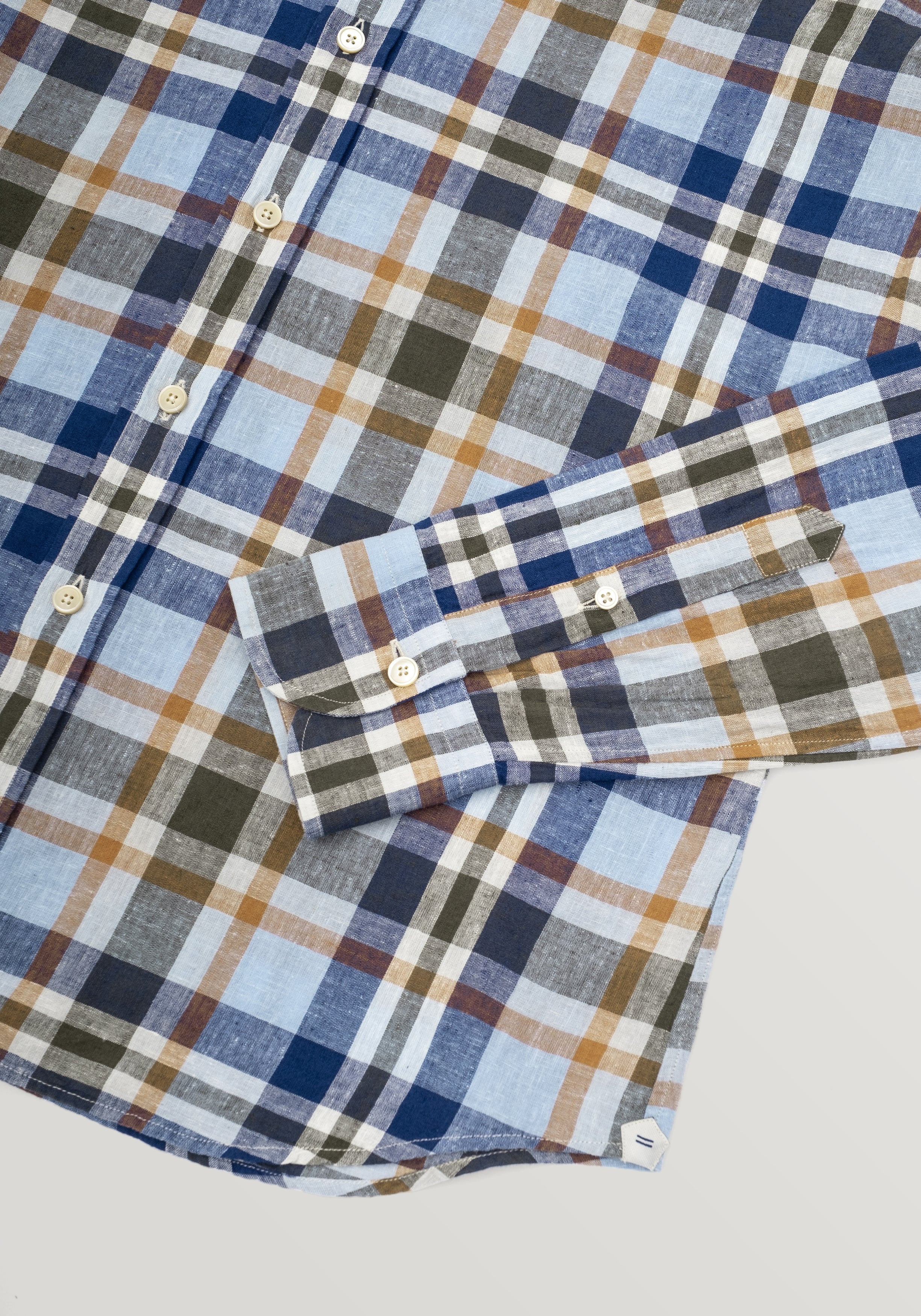Roma Linen Shirt - Blue Madras