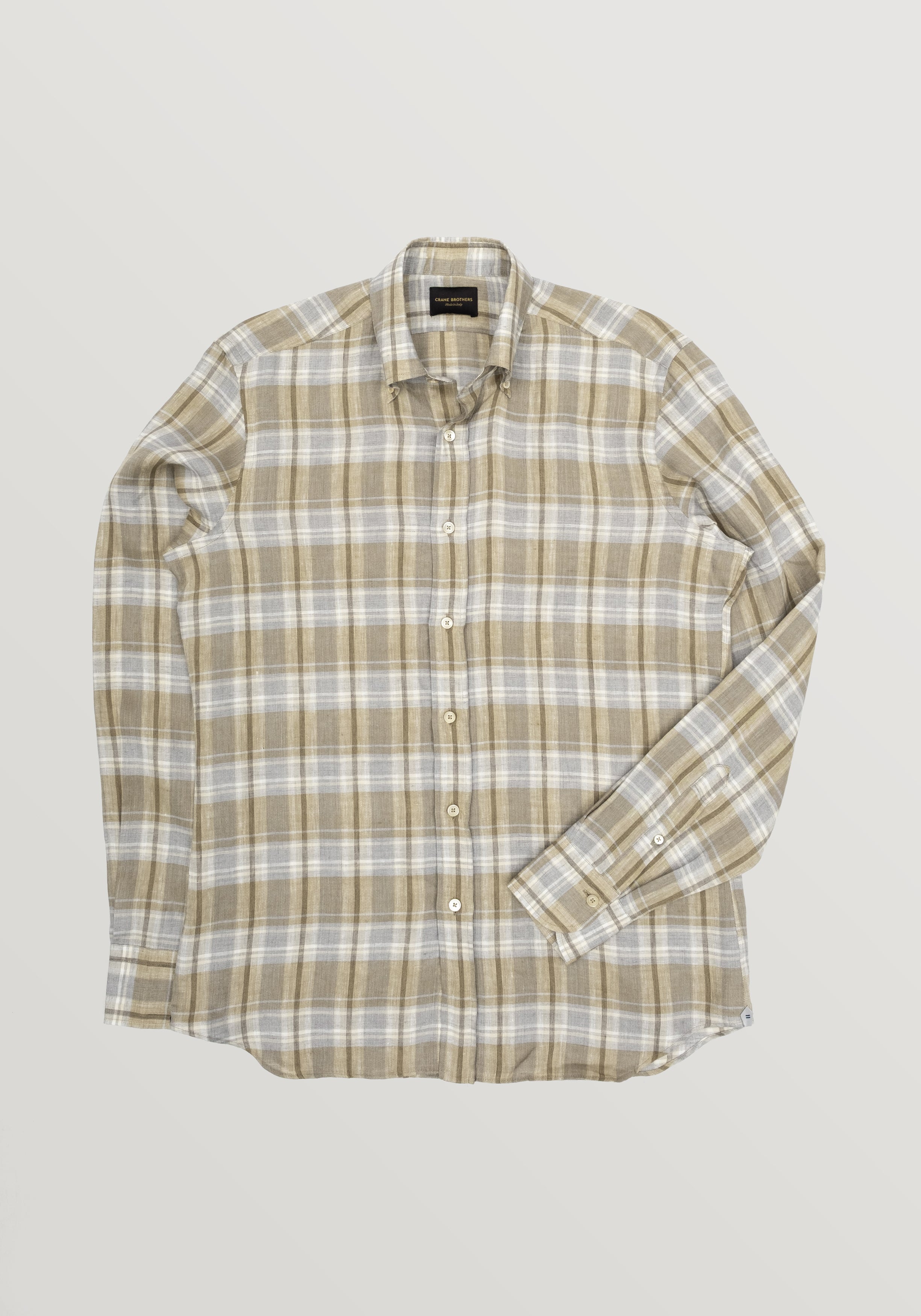 Roma Linen Shirt - Grey and Stone Madras