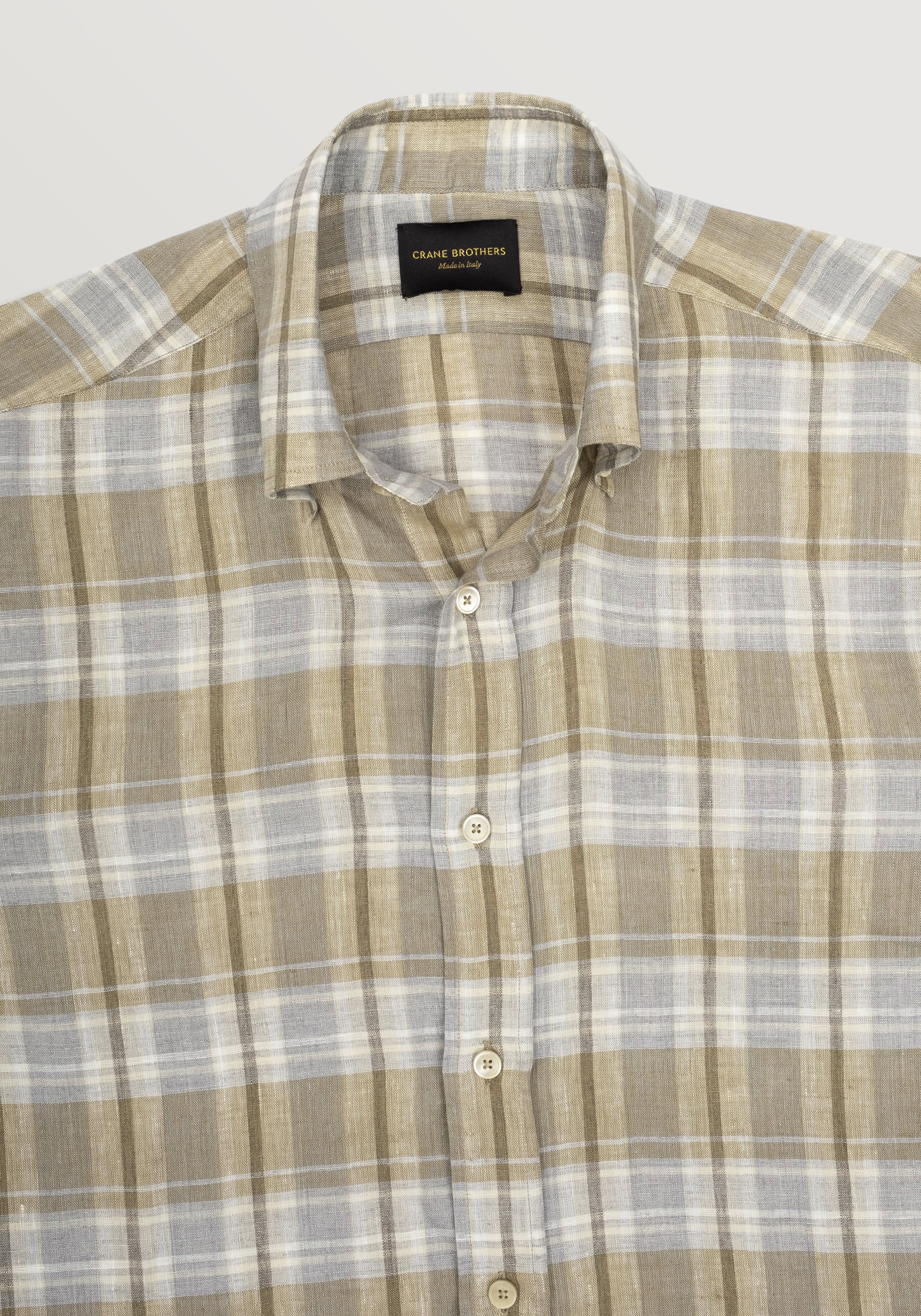 Roma Linen Shirt - Grey and Stone Madras
