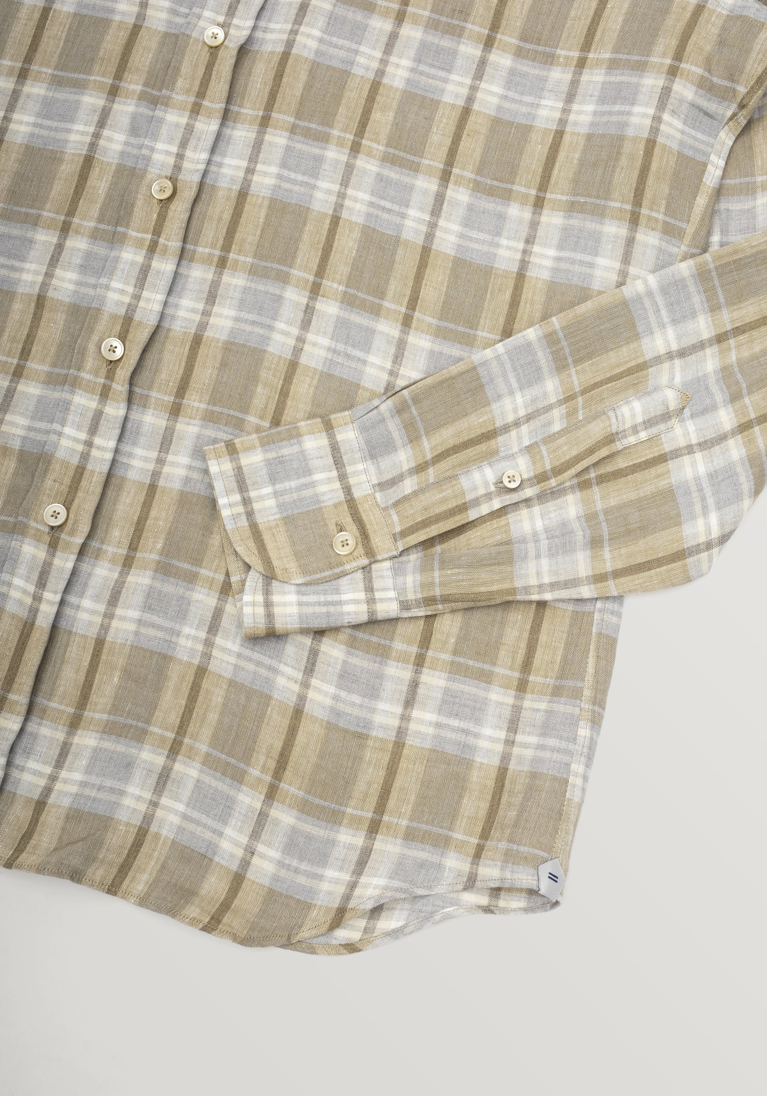 Roma Linen Shirt - Grey and Stone Madras