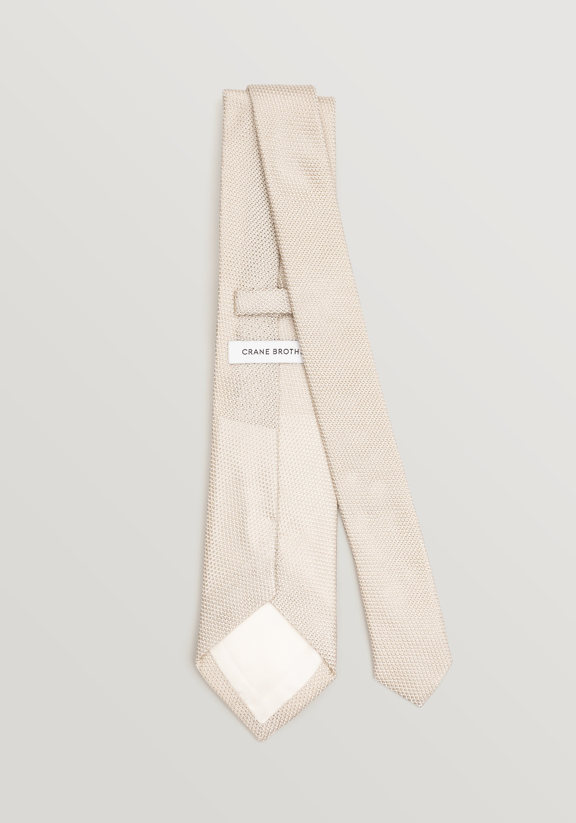 Grenadine Tie - Beige & White