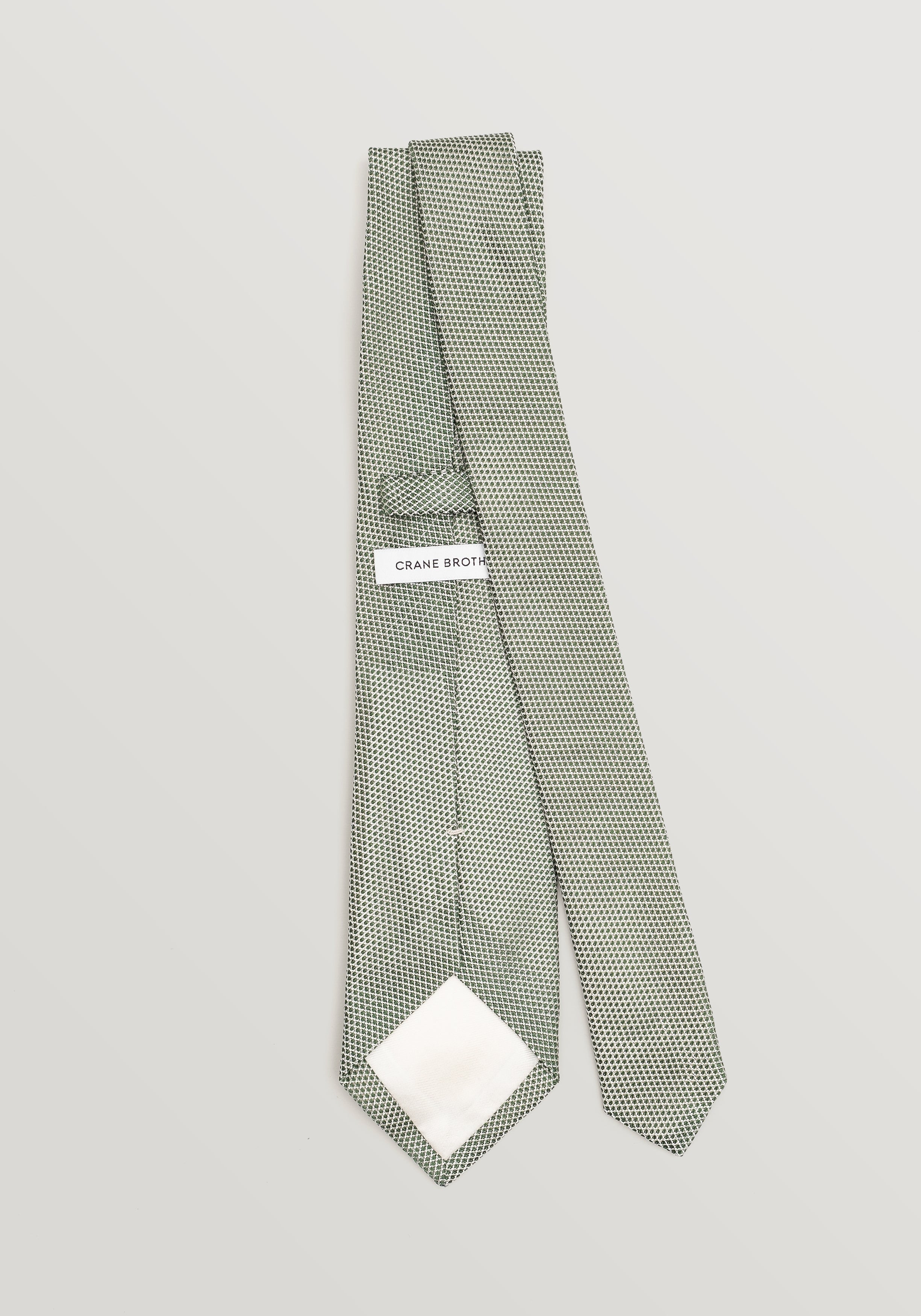 Grenadine Tie - Sage Green & White