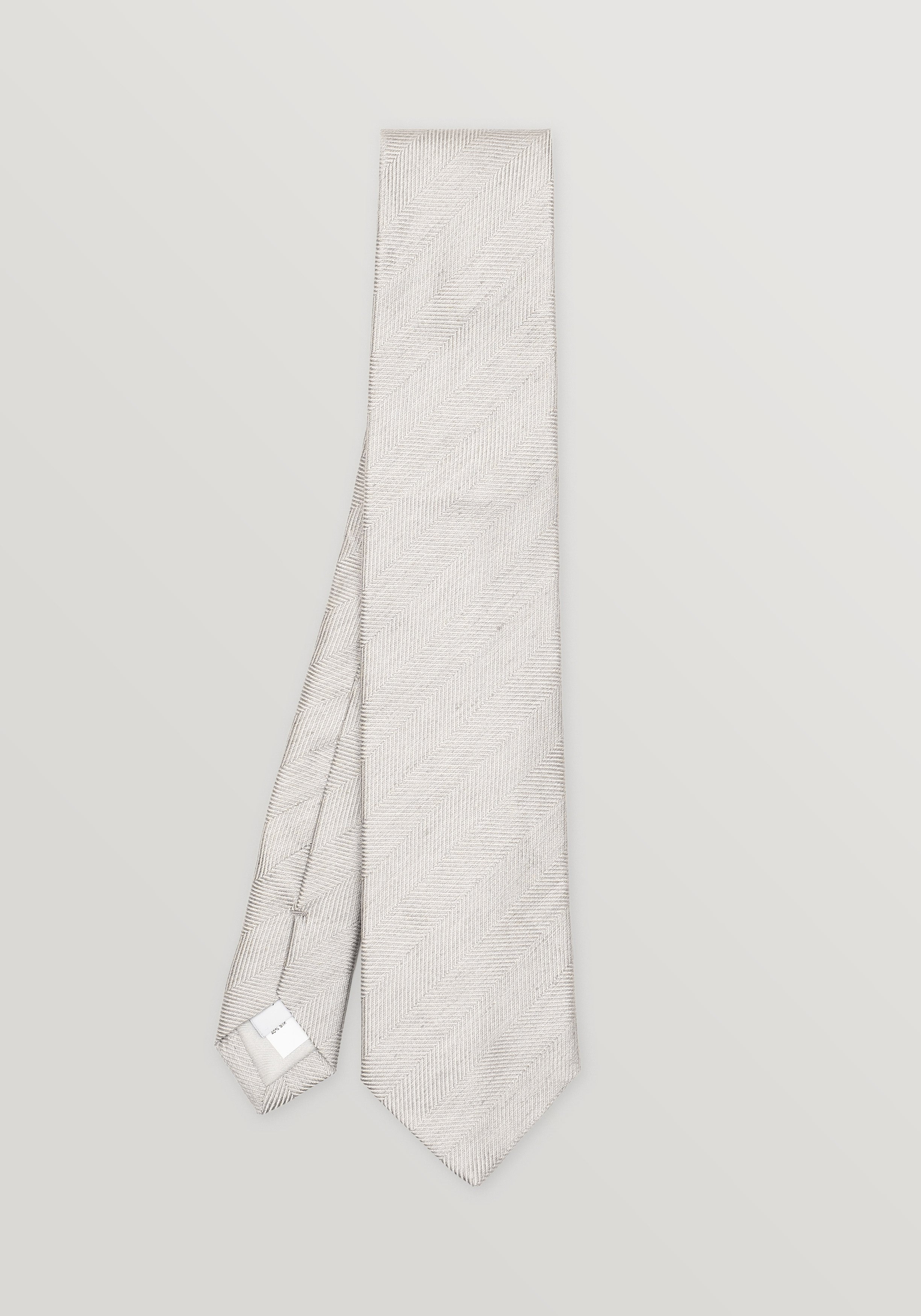 Herringbone Silk & Linen Tie - Platinum