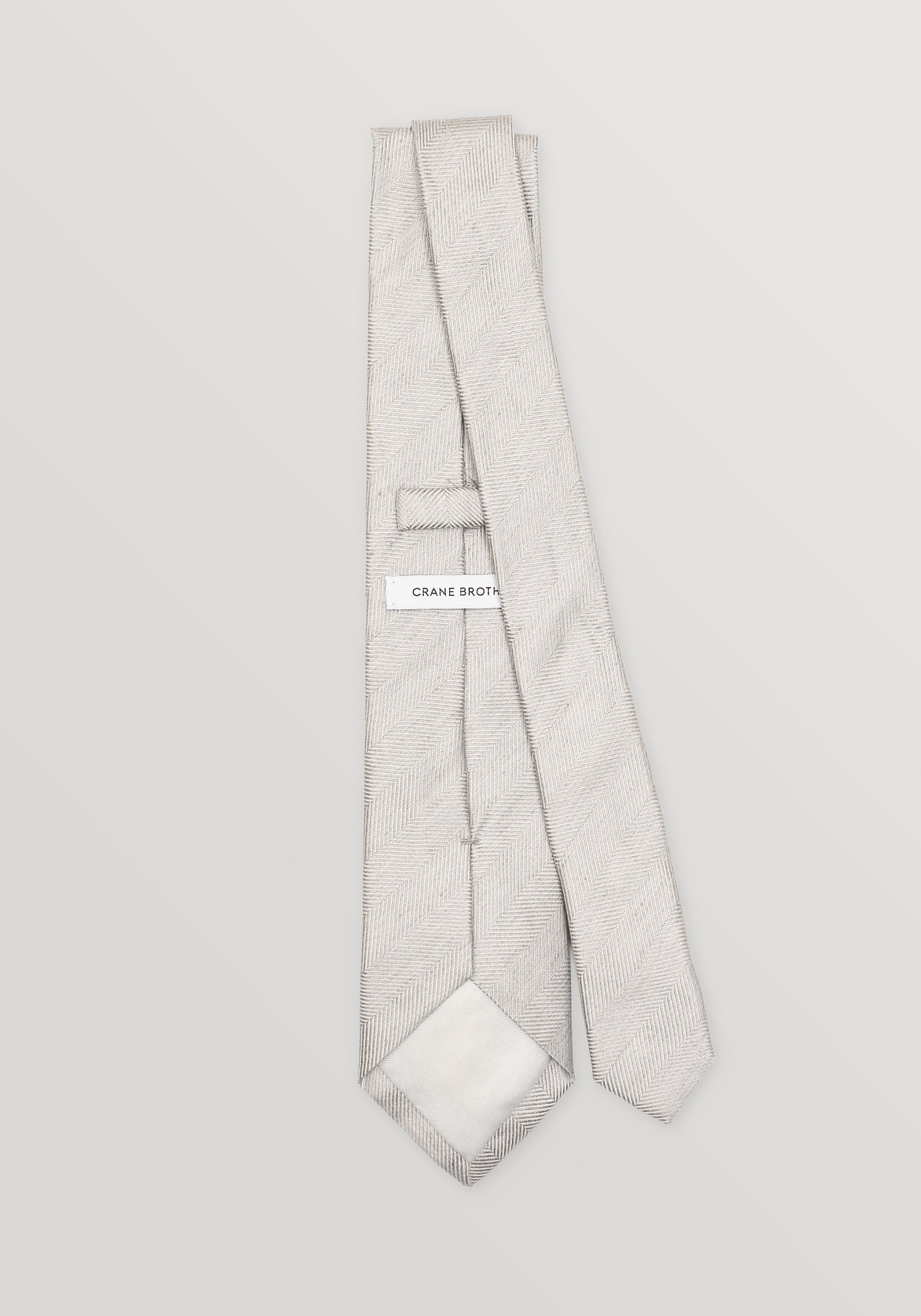 Herringbone Silk & Linen Tie - Platinum
