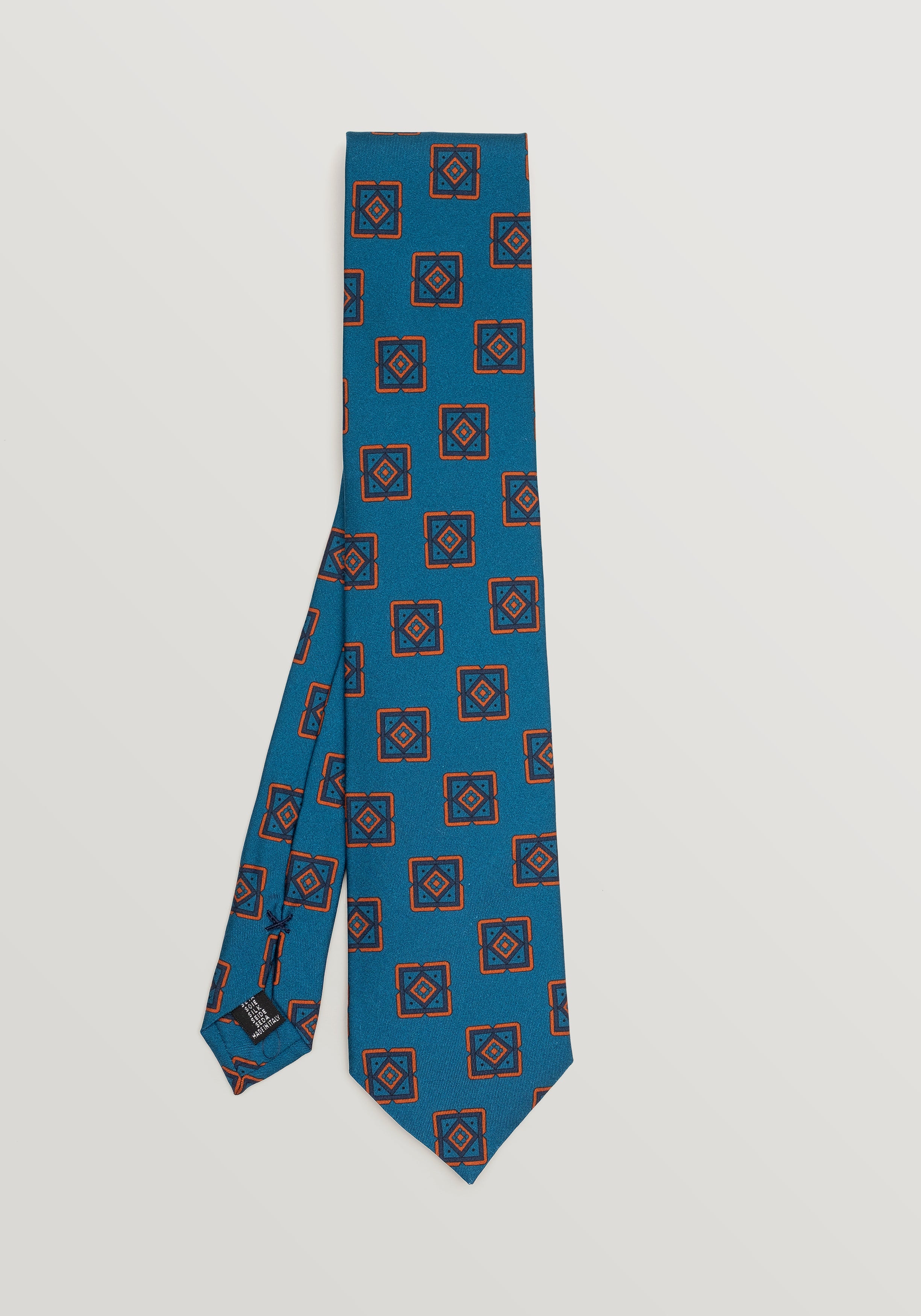 Lioni Abstract Printed Silk Tie - Lapis Blue