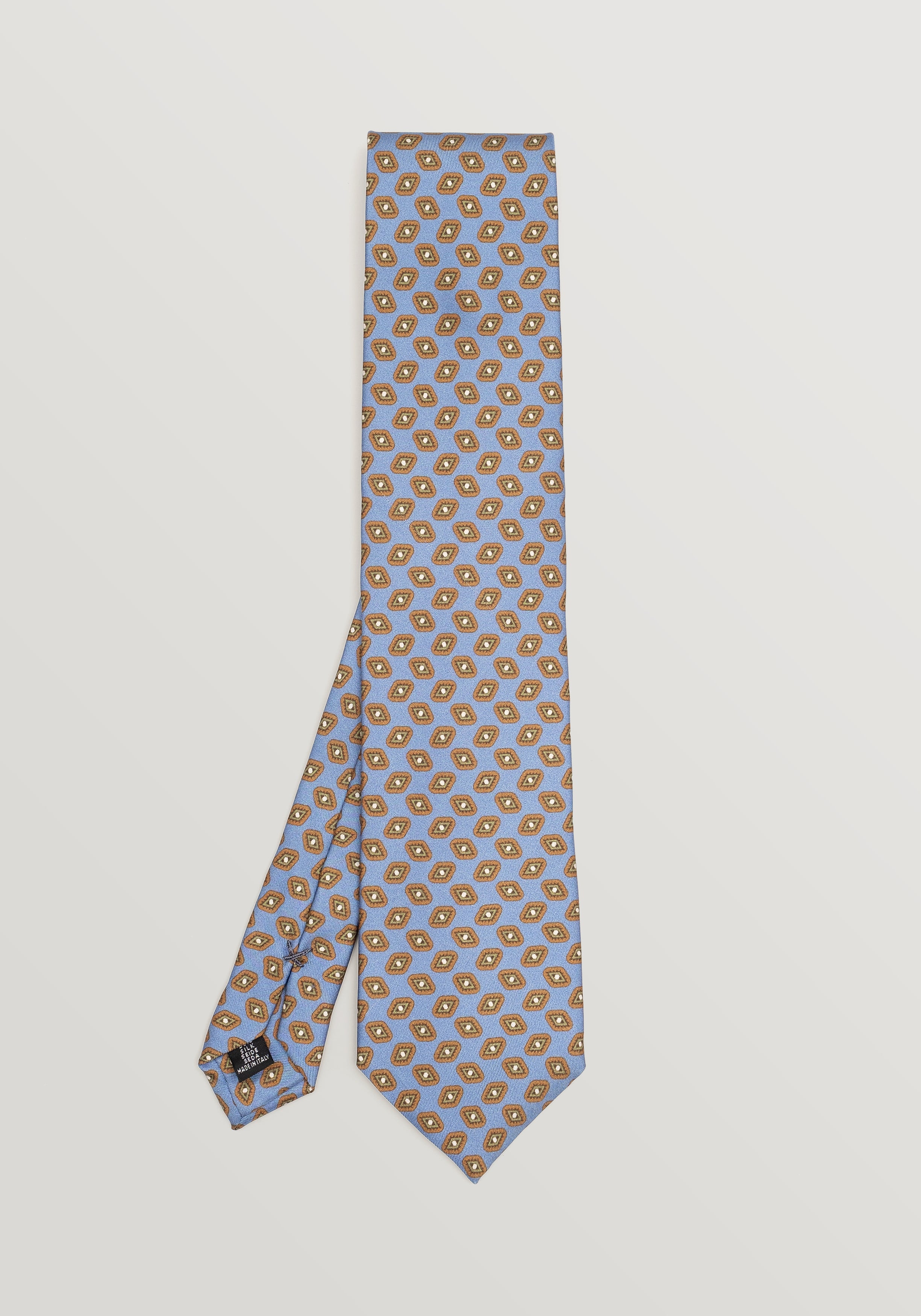 Lioni Abstract Printed Silk Tie - Steel Blue