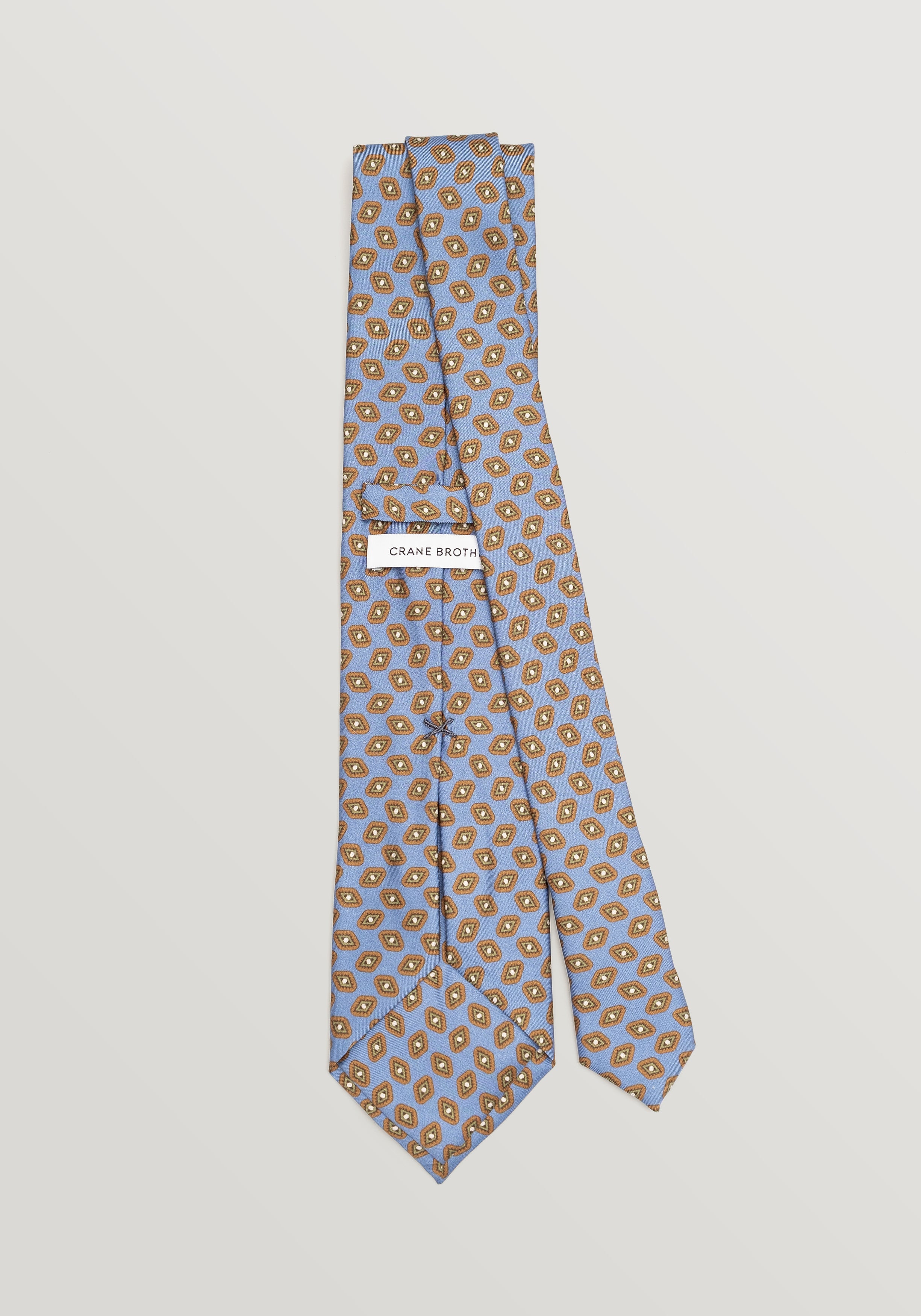 Lioni Abstract Printed Silk Tie - Steel Blue