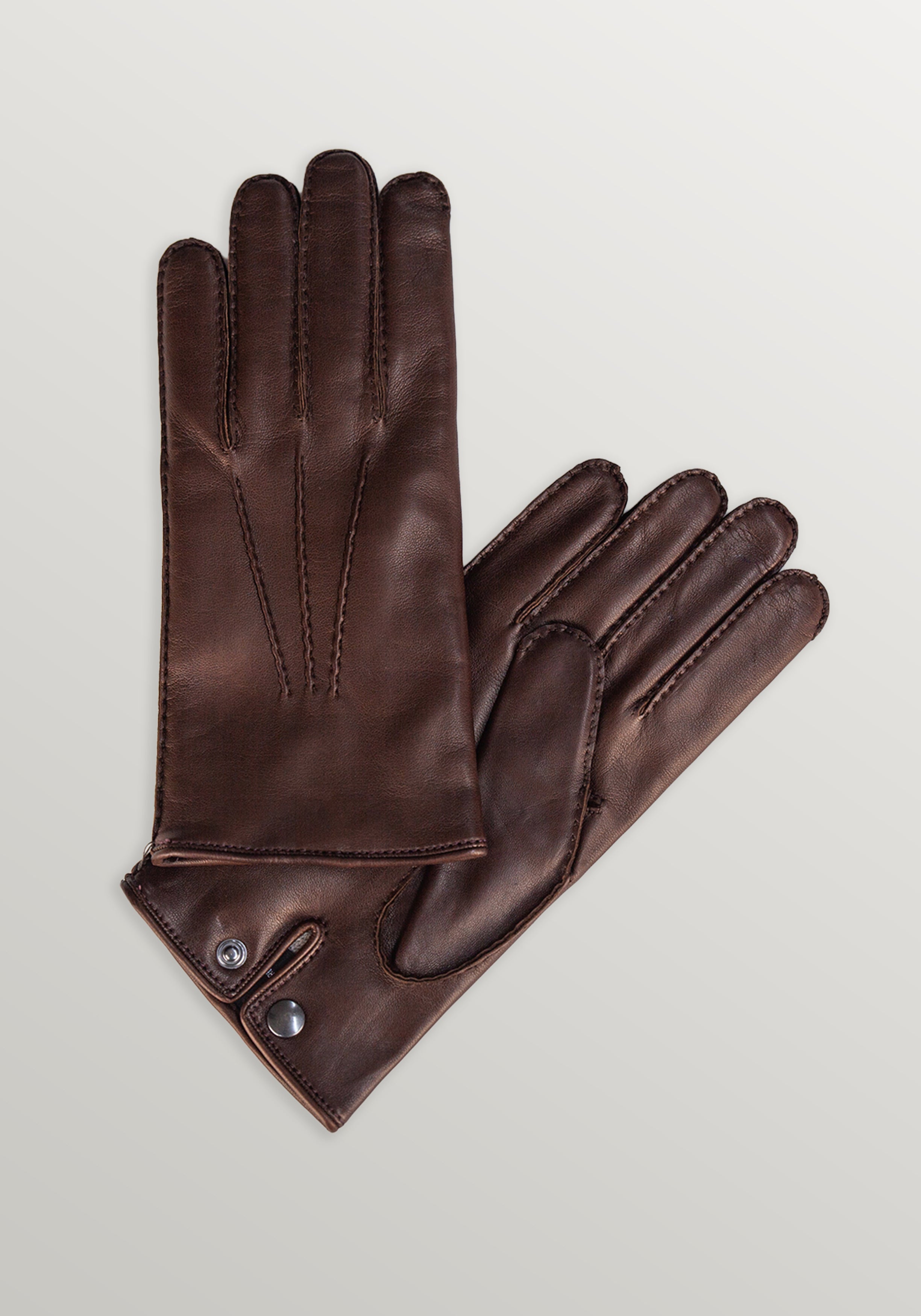 Cashmere-Lined Nappa Leather Gloves - Conker