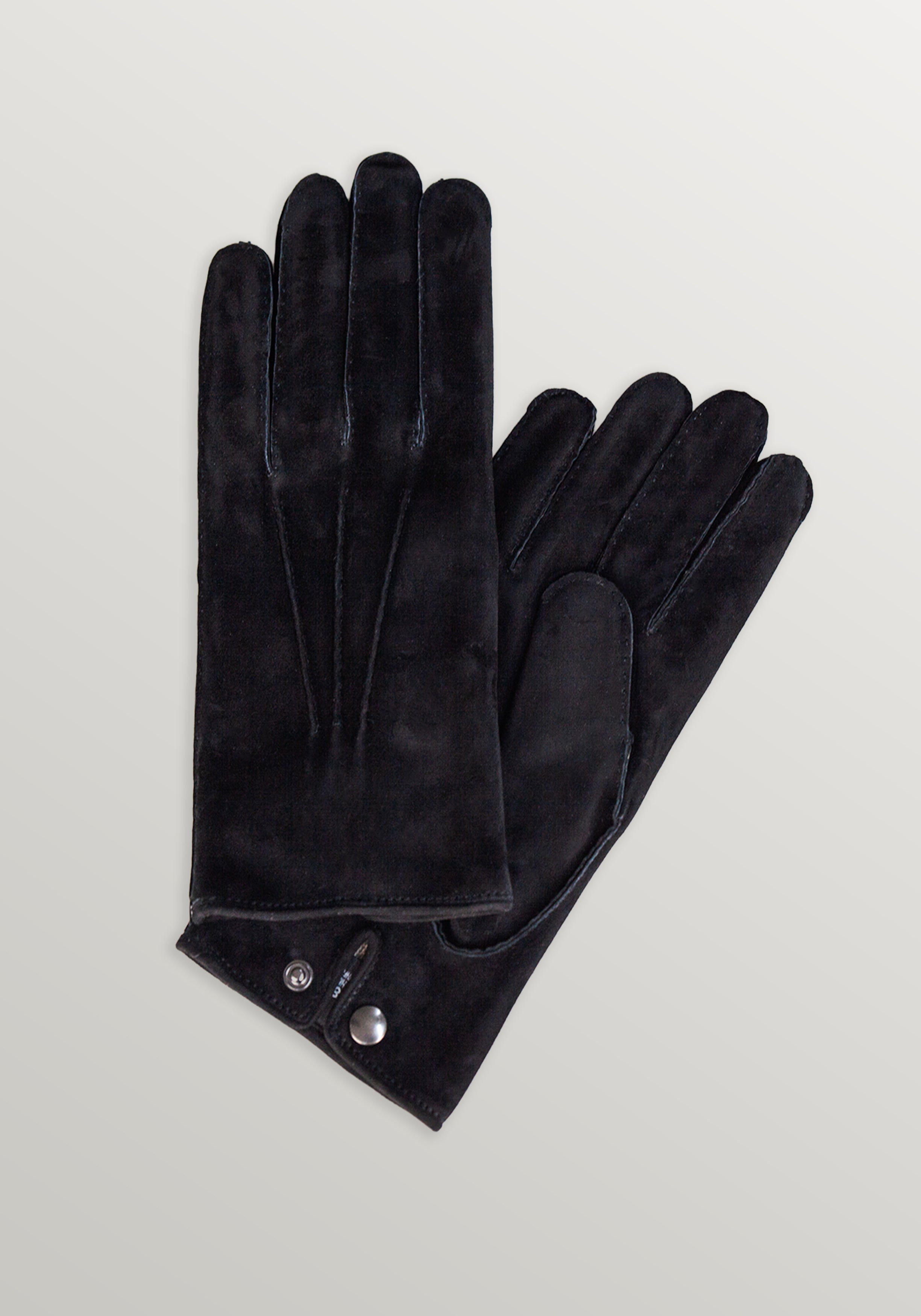 Cashmere-Lined Suede Leather Gloves - Black