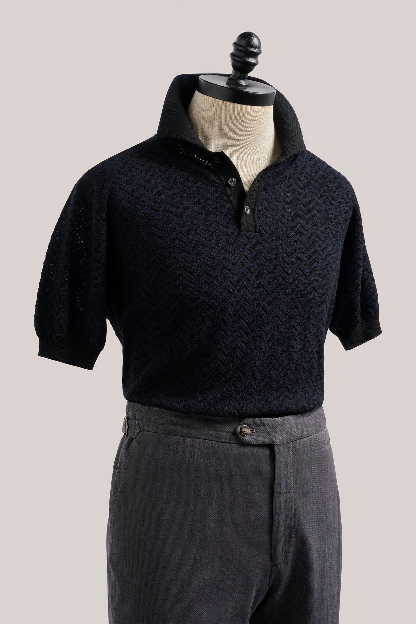 Christian Kimber Chevron Polo - Black and Navy