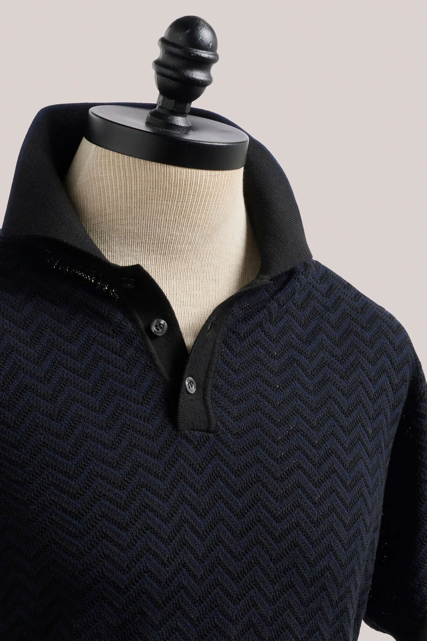 Christian Kimber Chevron Polo - Black and Navy