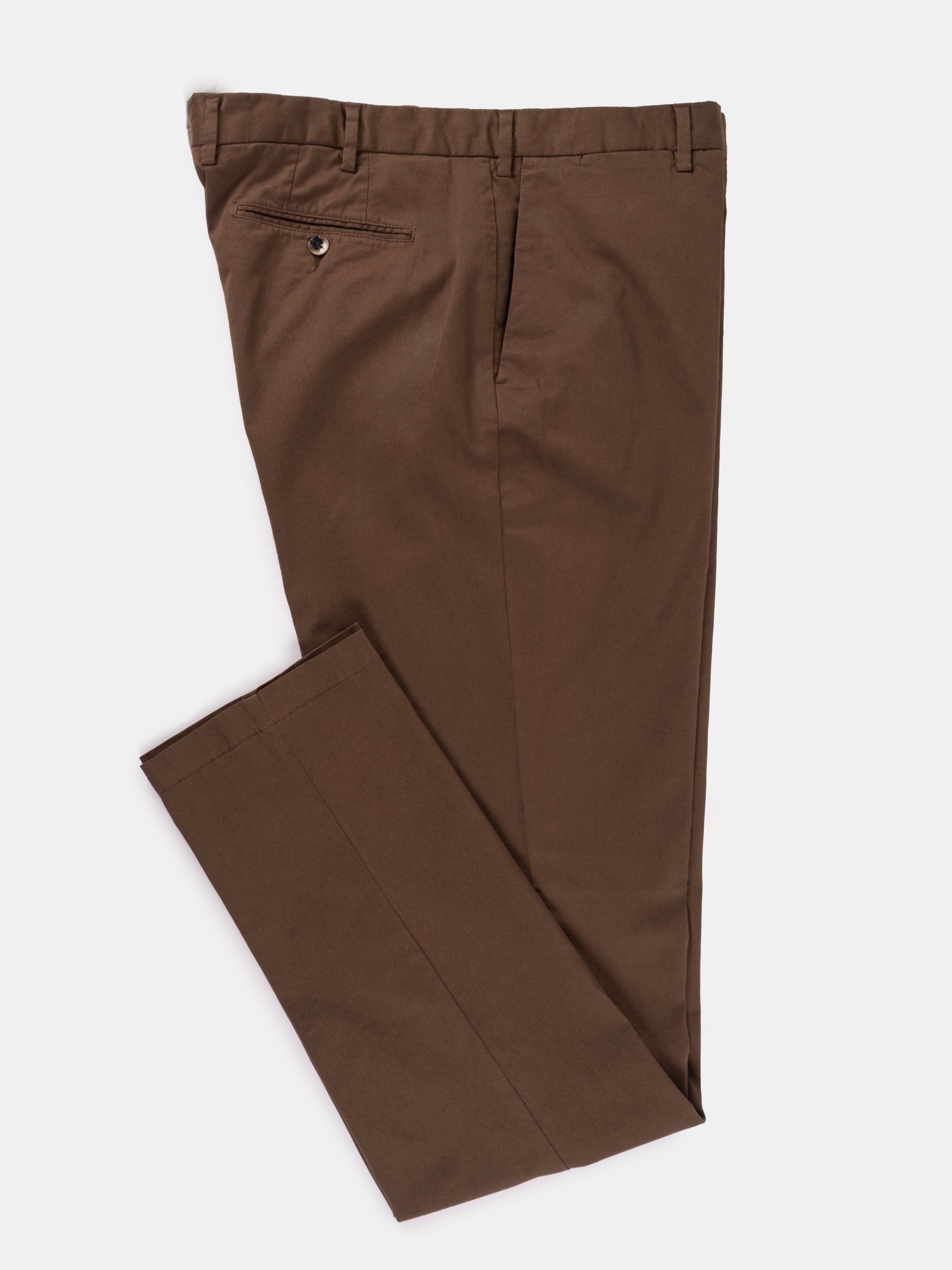 Serata Trouser - Cotton Stretch Chino Chocolate Garment Dyed