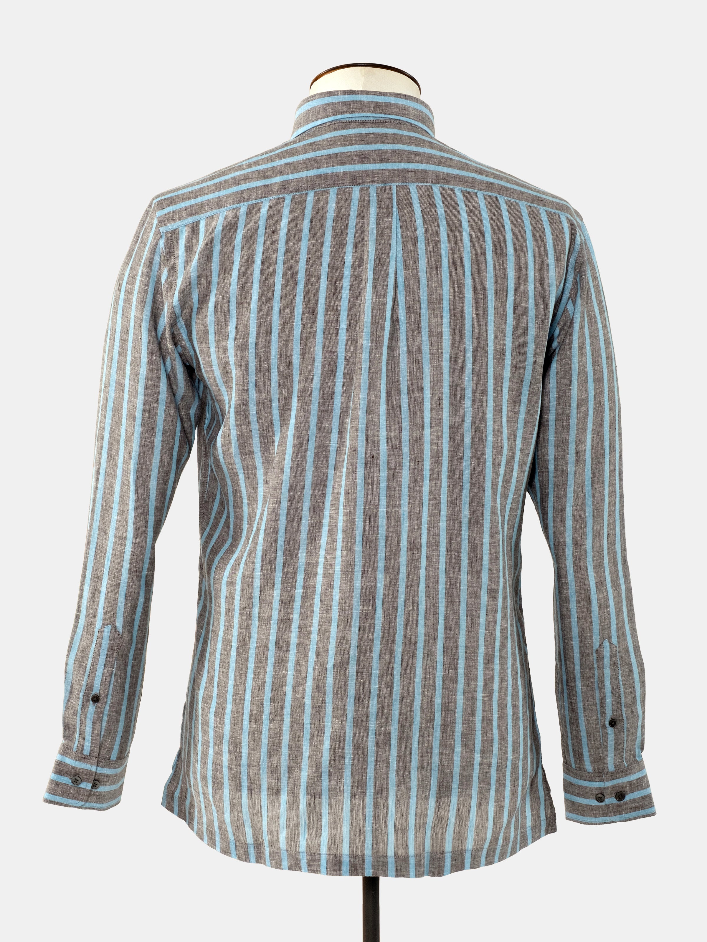 Christian Kimber Bronte Linen Shirt - Charcoal and Cyan
