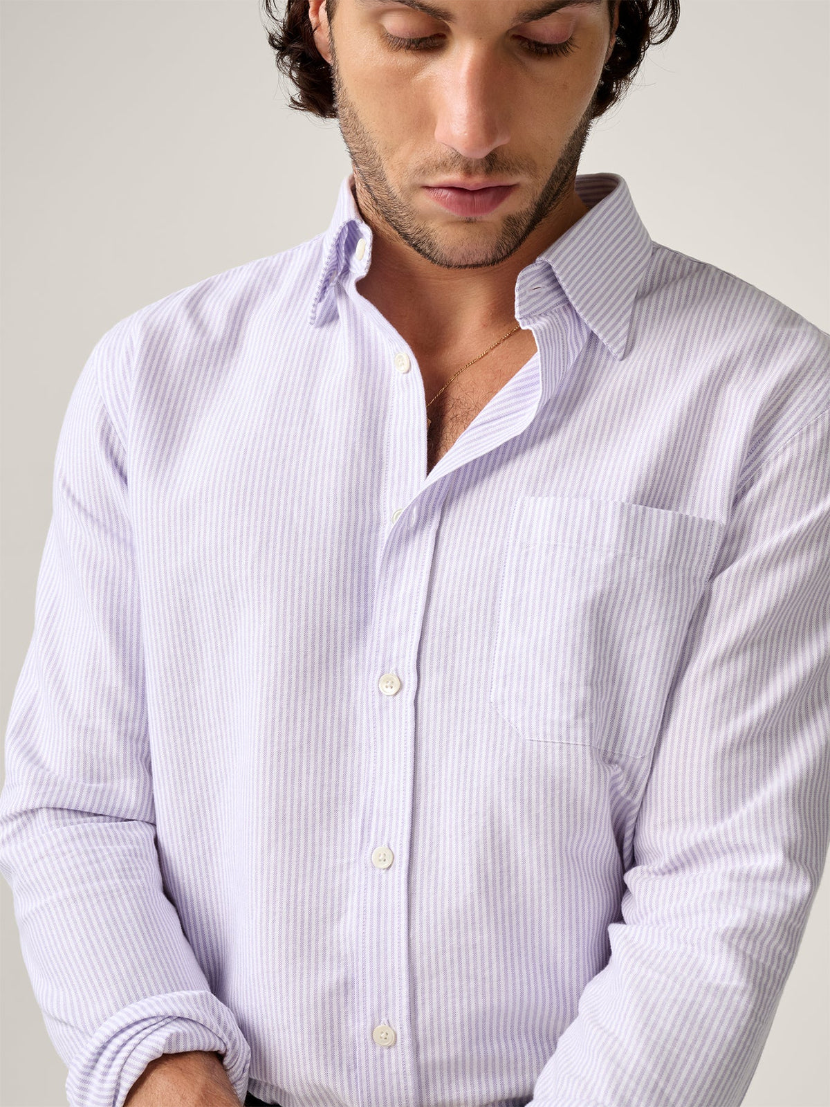 Christian Kimber Fenner Essential Oxford Shirt - Lavender Stripe