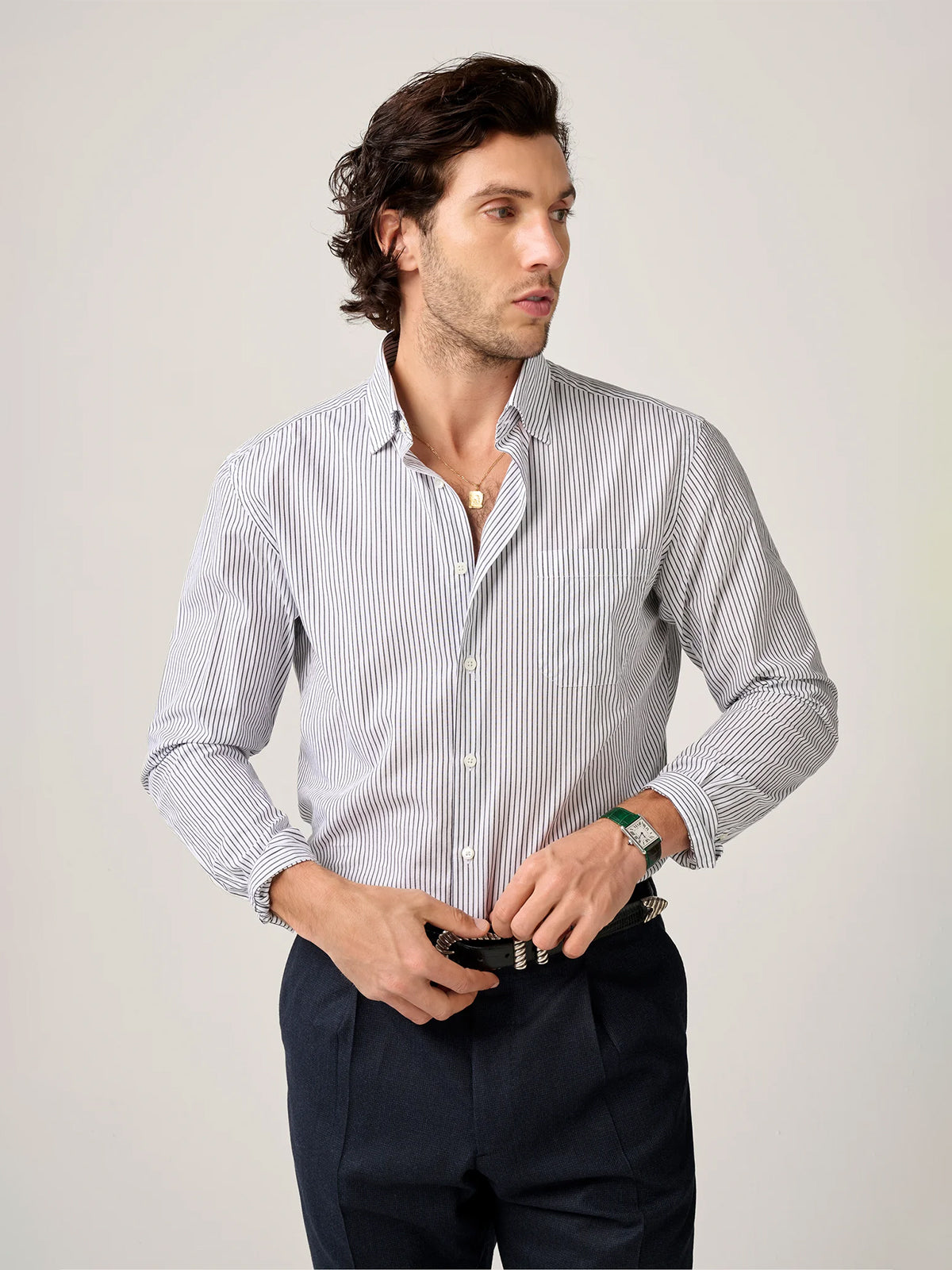 Christian Kimber Poplin Striped Shirt - Black/White