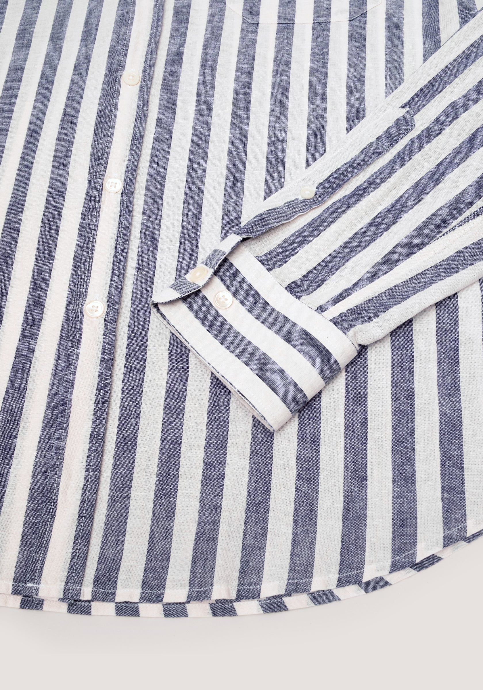 Christian Kimber Linen Shirt - Navy Broad Stripe