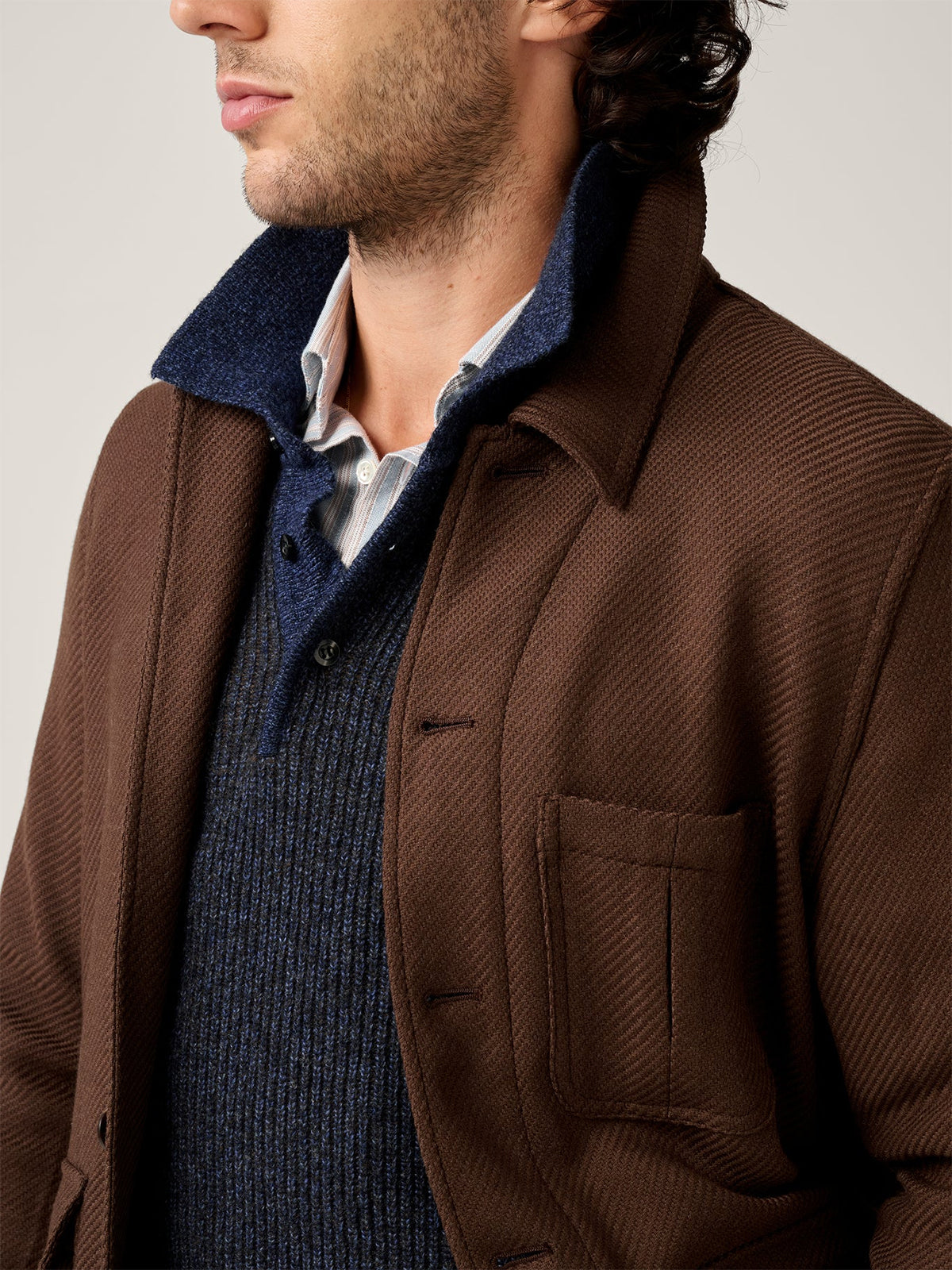 Christian Kimber Wool Chore Jacket - Chocolate  Brown