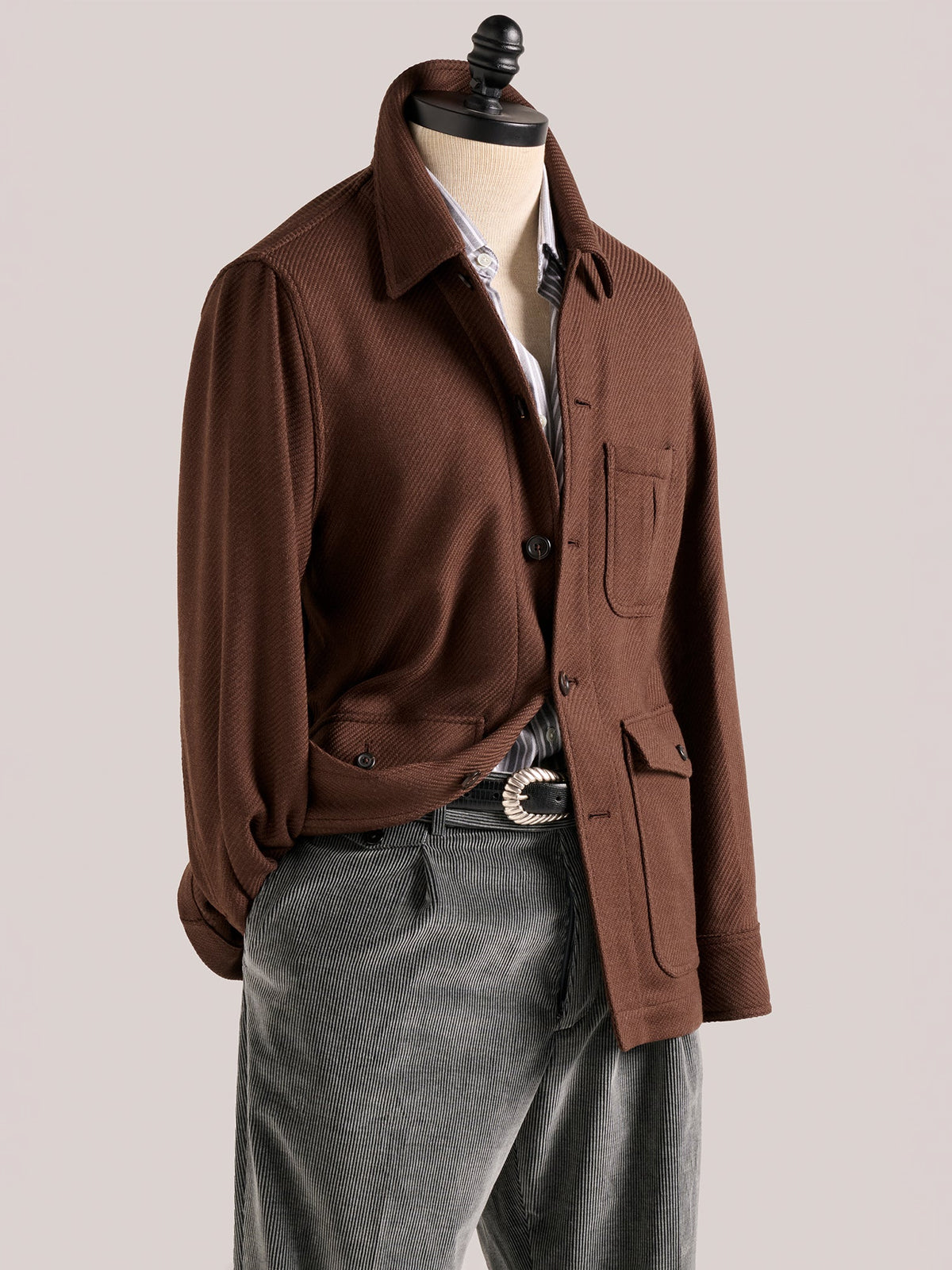 Christian Kimber Wool Chore Jacket - Chocolate  Brown