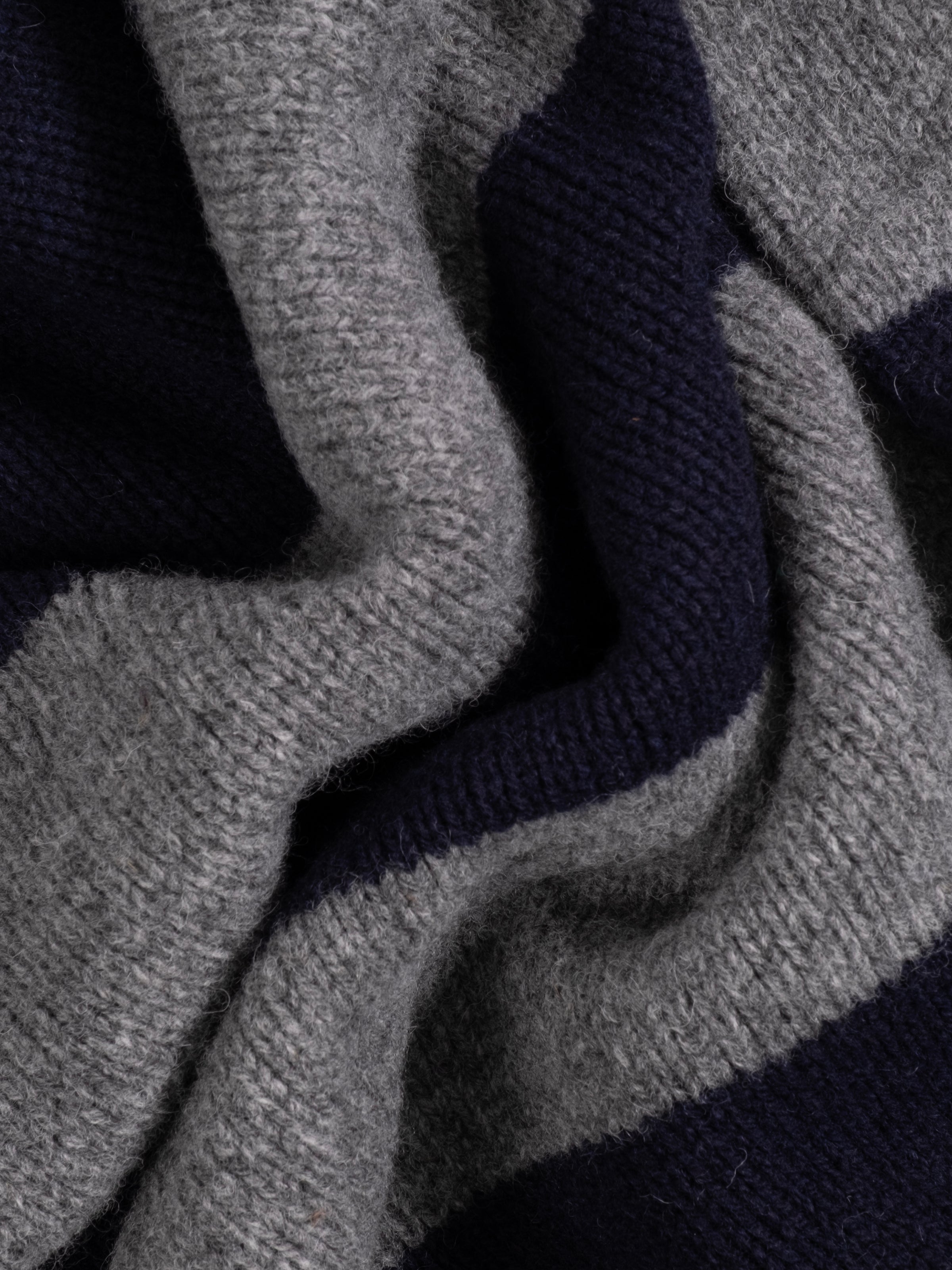 Chunky Striped Crew Neck Sweater - Flannel & Navy
