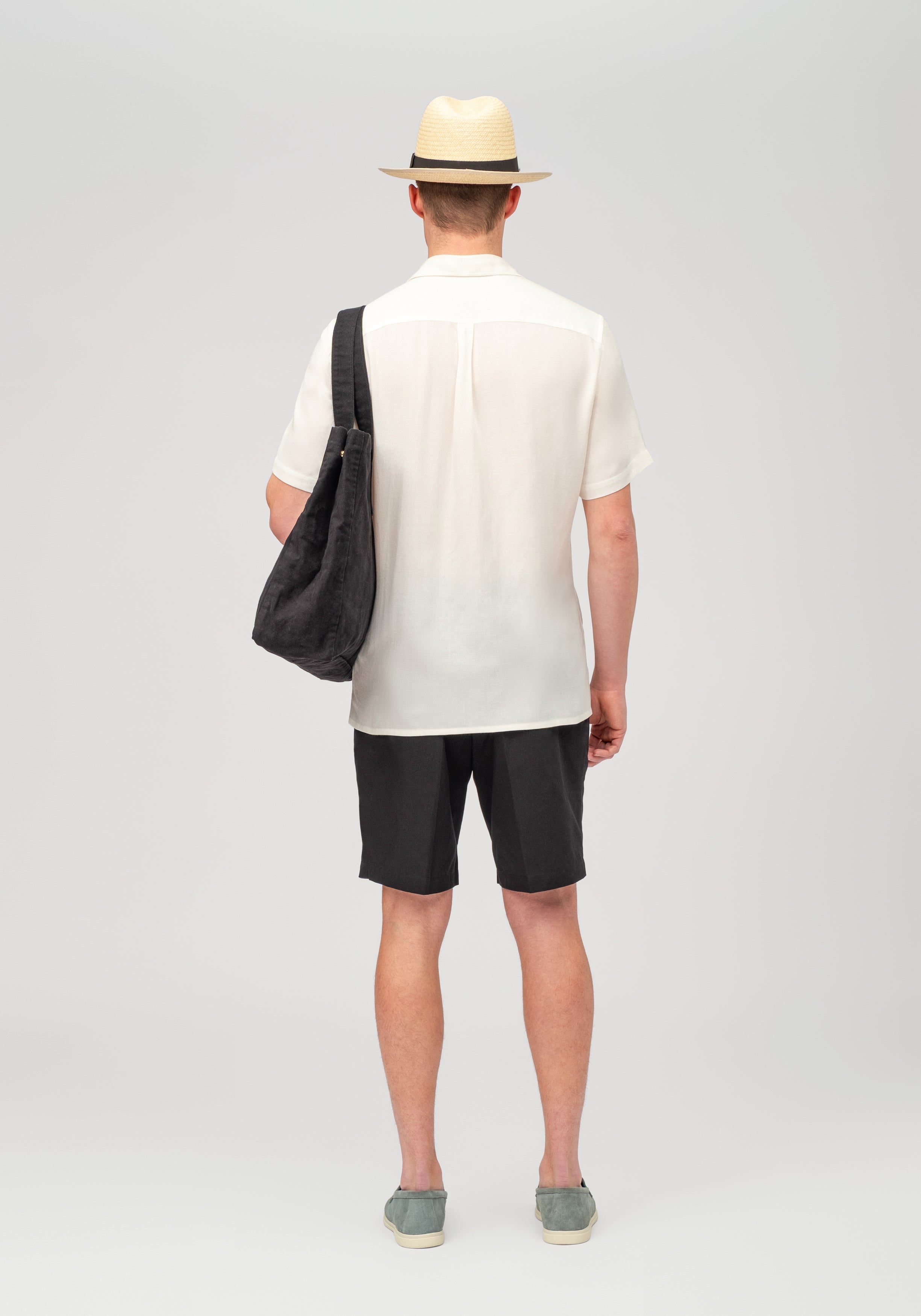 Summer Pleated Cotton Shorts - Black