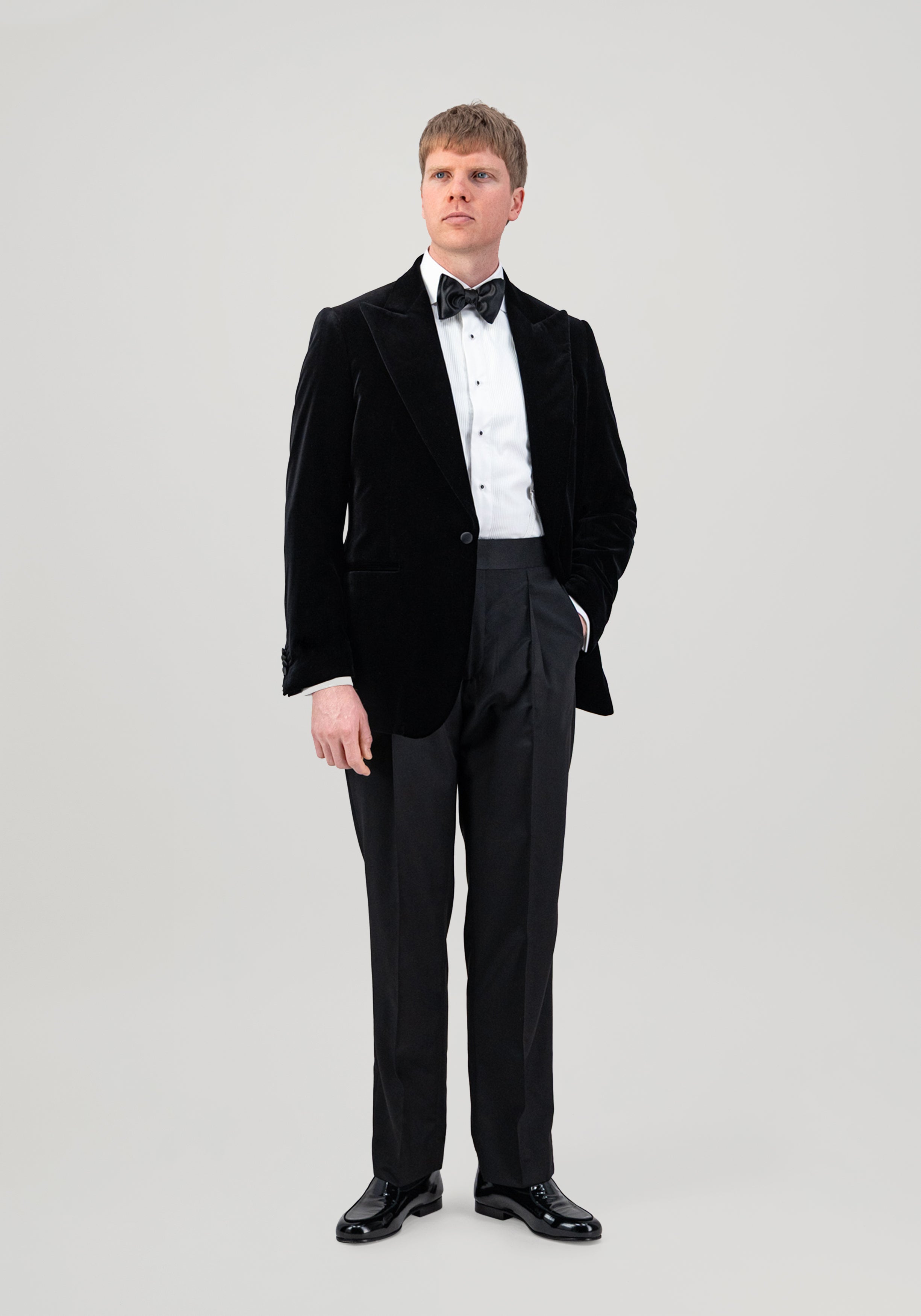 Cotton Velvet Smoking Jacket - Black | 