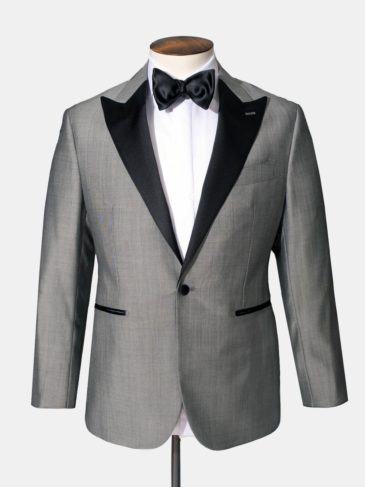 Grey Twill Wool and Mohair Peak Lapel Tuxedo - Production Sample