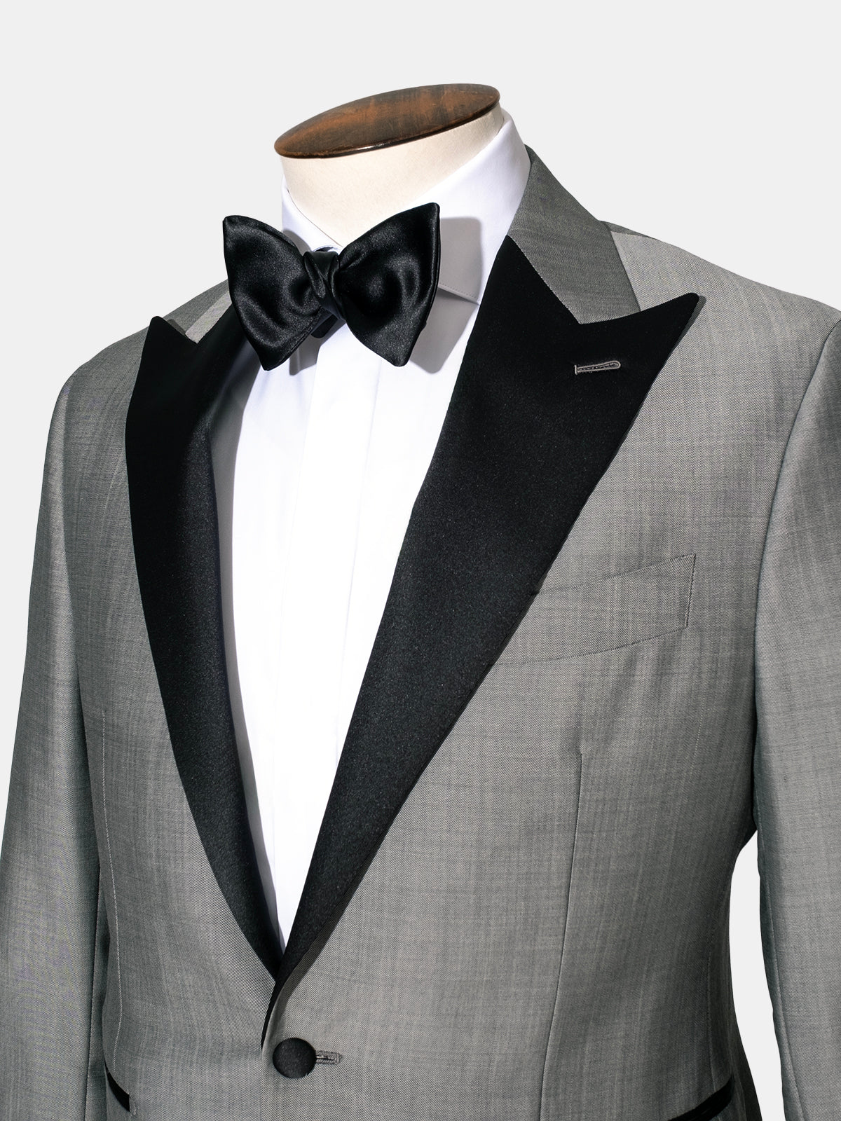 Grey Twill Wool and Mohair Peak Lapel Tuxedo - Production Sample