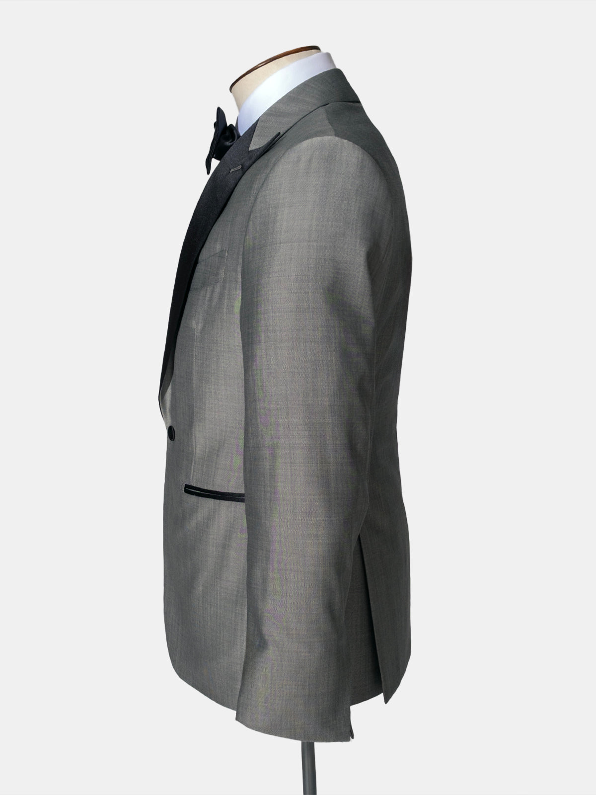 Grey Twill Wool and Mohair Peak Lapel Tuxedo - Production Sample