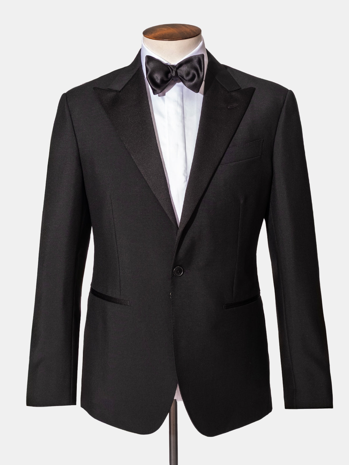 Black Wool and Mohair Peak Lapel Tuxedo - Production Sample