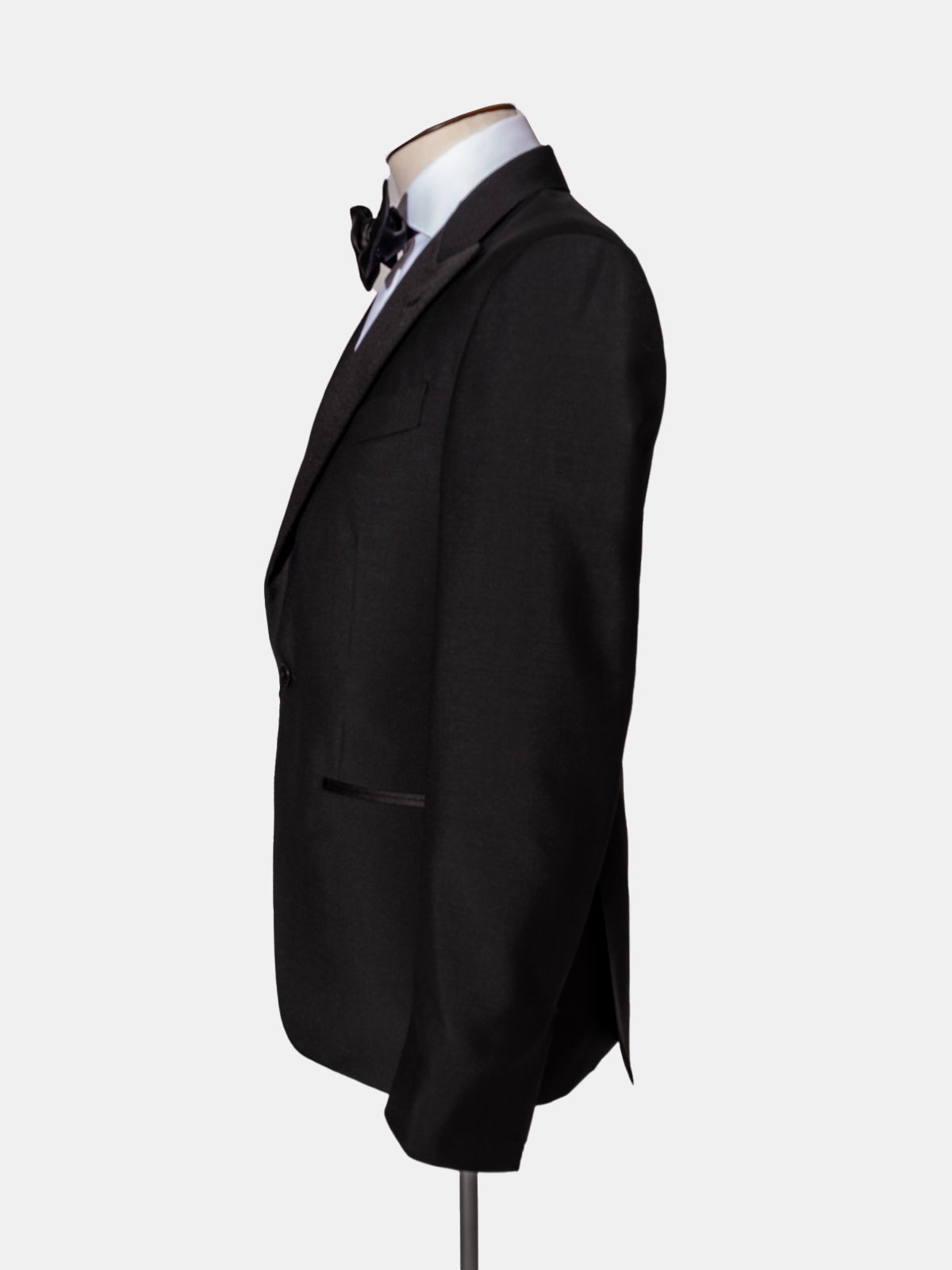Black Wool and Mohair Peak Lapel Tuxedo - Production Sample