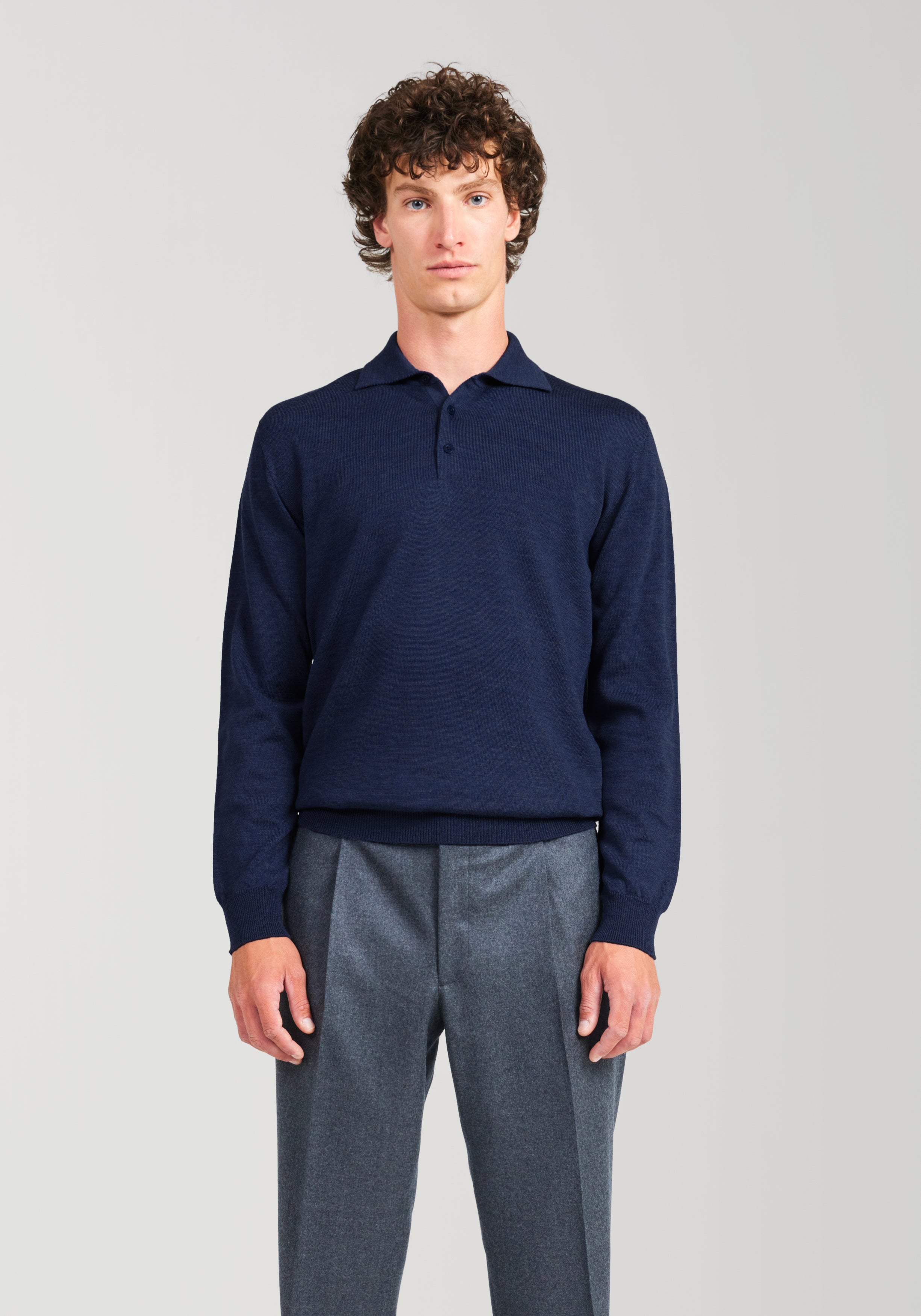 2 Ply Merino Polo - Indigo Melange