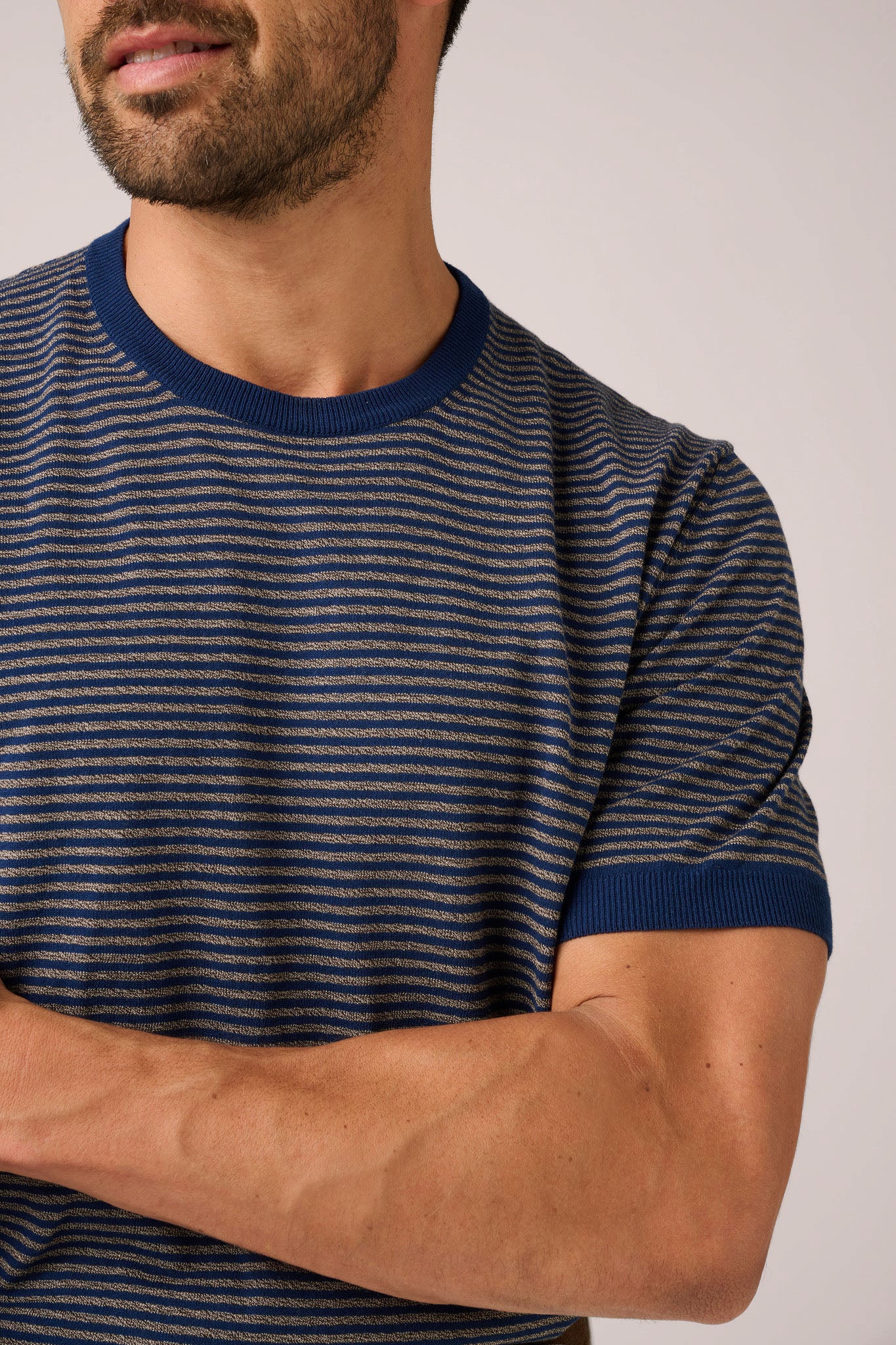 Christian Kimber Cullen Knit Tee - Blue and Oat Stripe