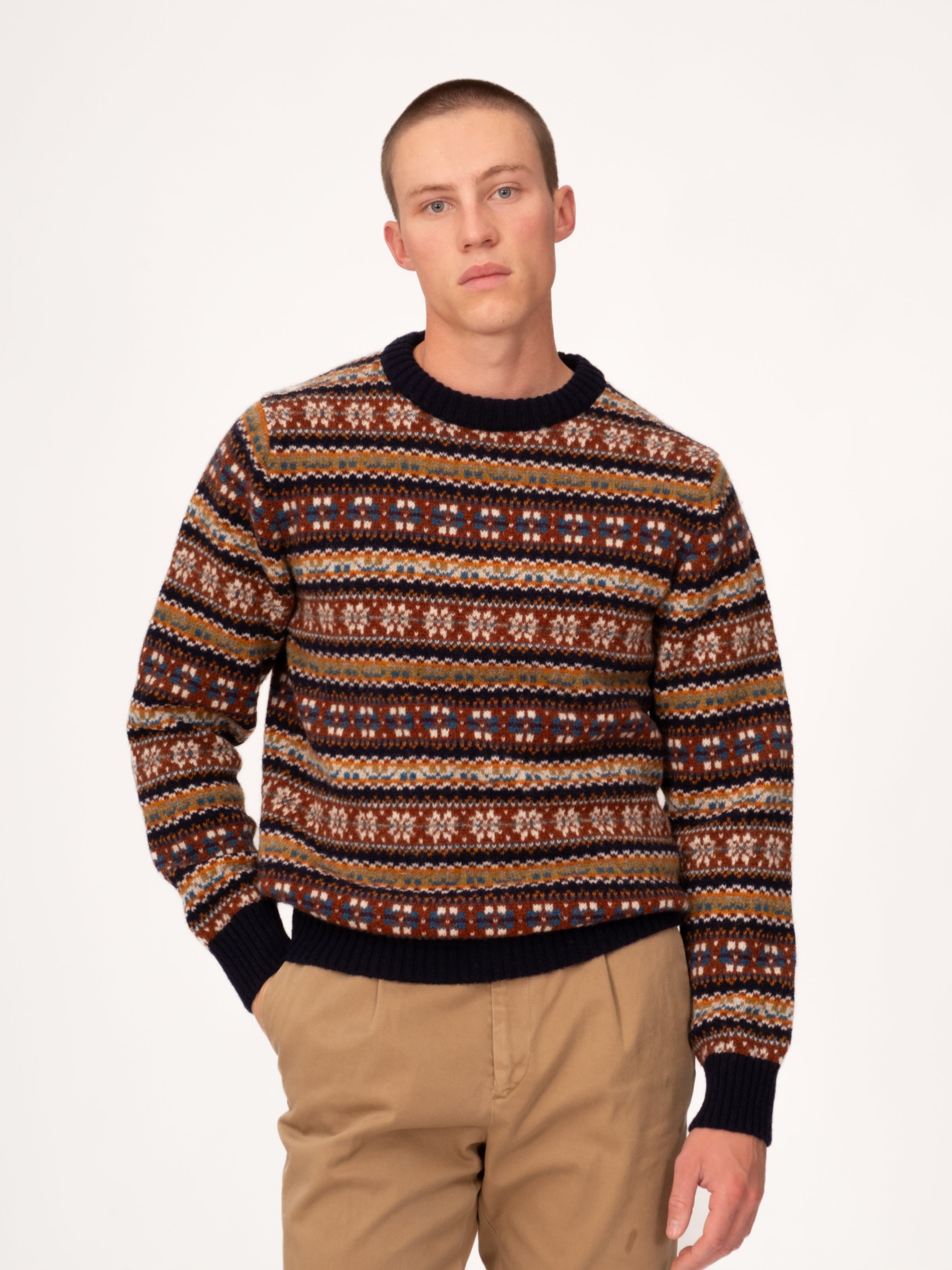 Fair Isle Crew Neck Sweater - Multi Colour