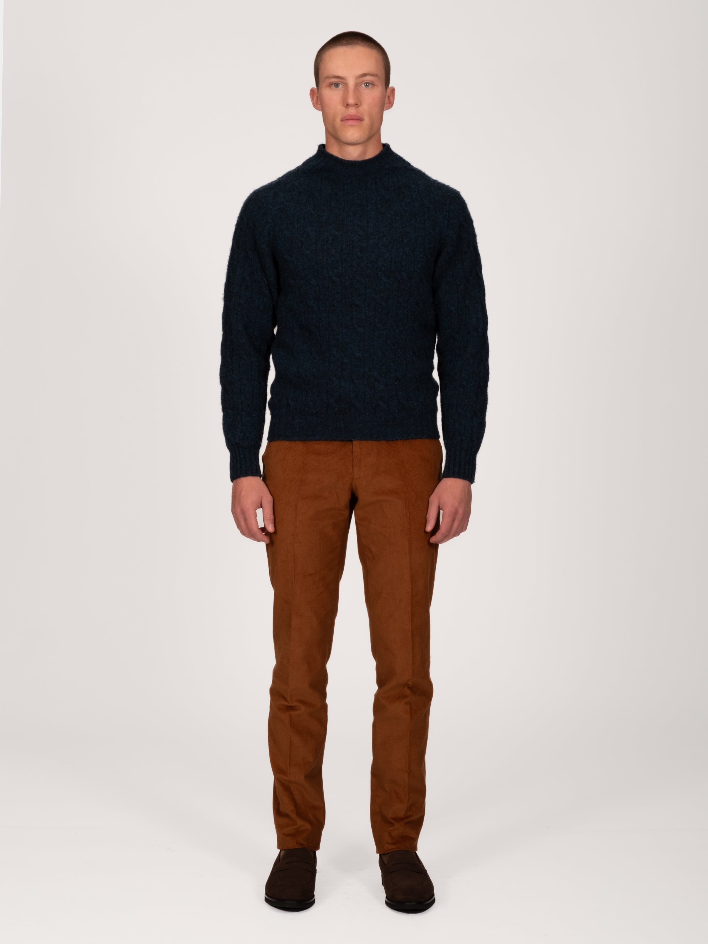 Cable Crew Neck Sweater - Petrel - Lucky Last