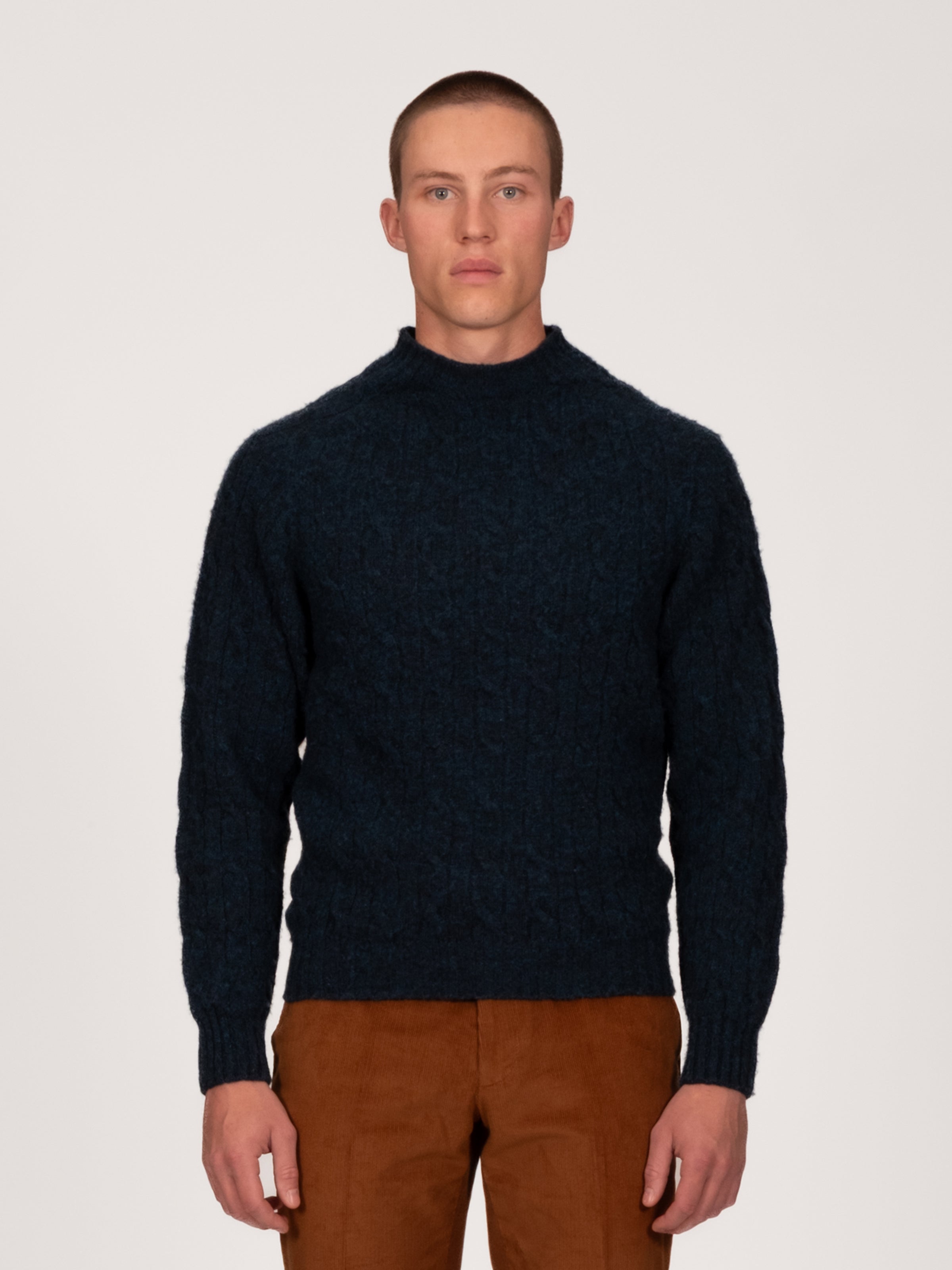 Cable Crew Neck Sweater - Petrel - Lucky Last