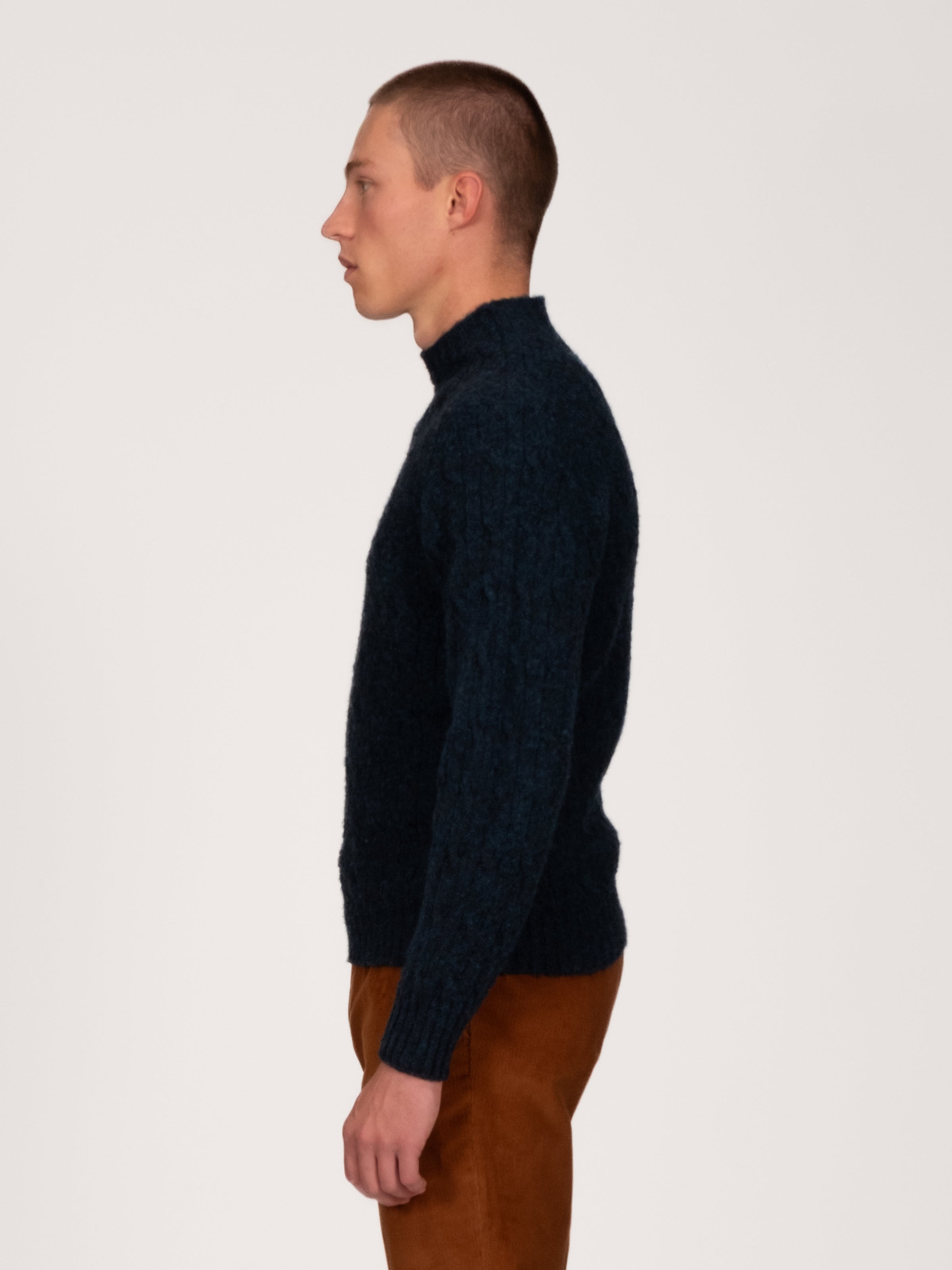 Cable Crew Neck Sweater - Petrel - Lucky Last