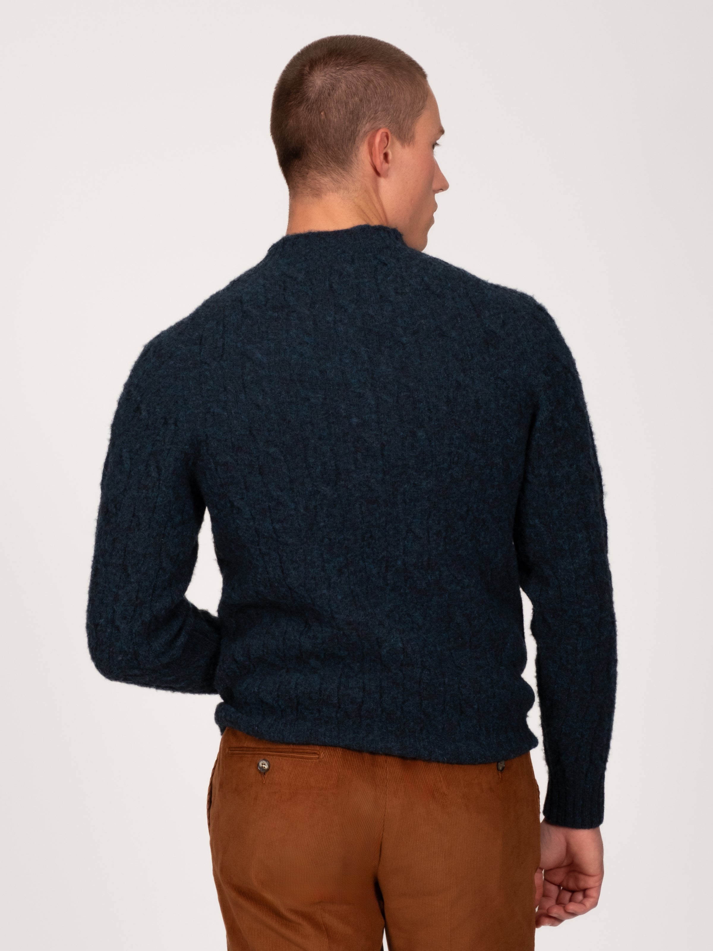 Cable Crew Neck Sweater - Petrel - Lucky Last