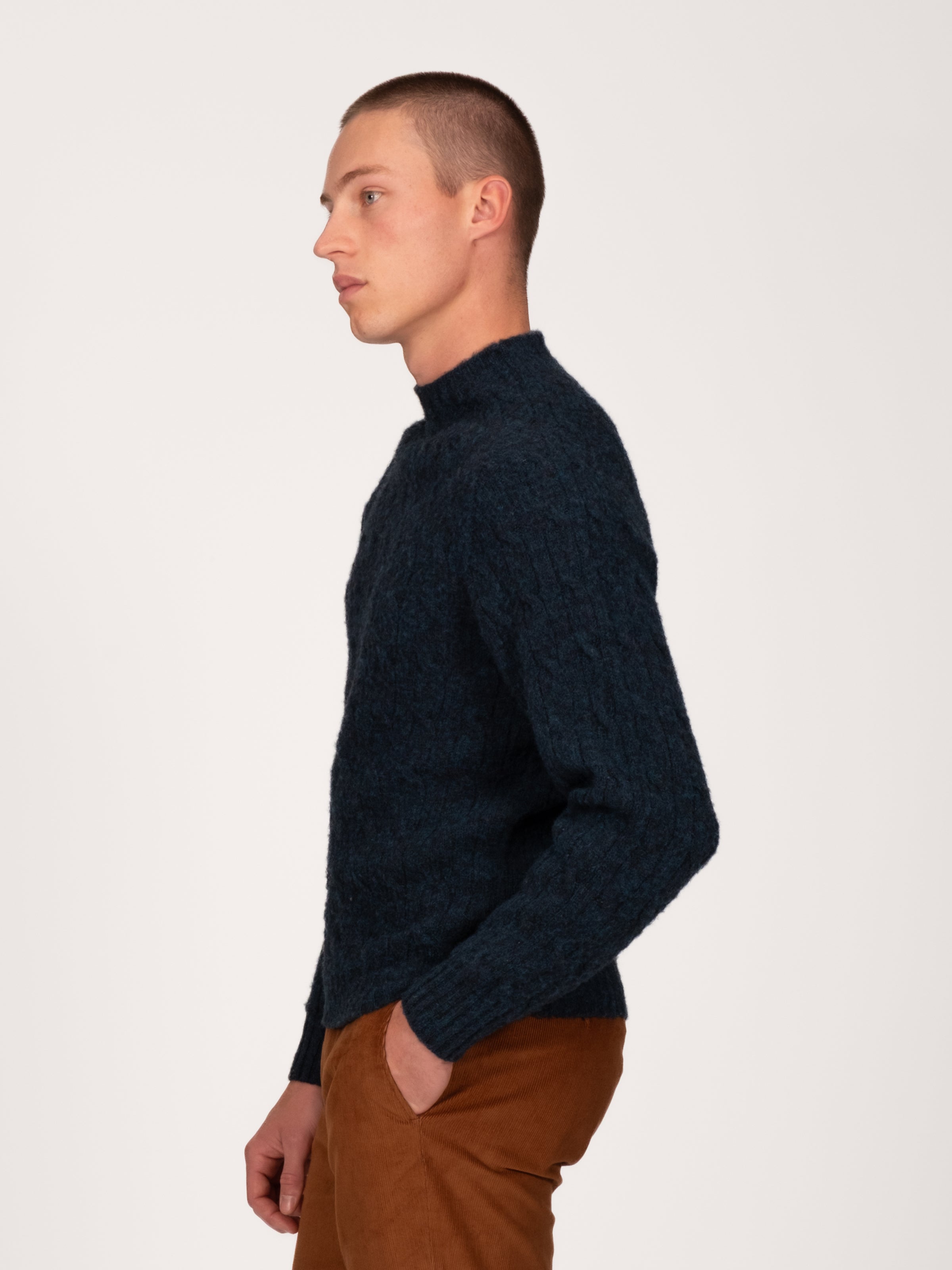 Cable Crew Neck Sweater - Petrel - Lucky Last