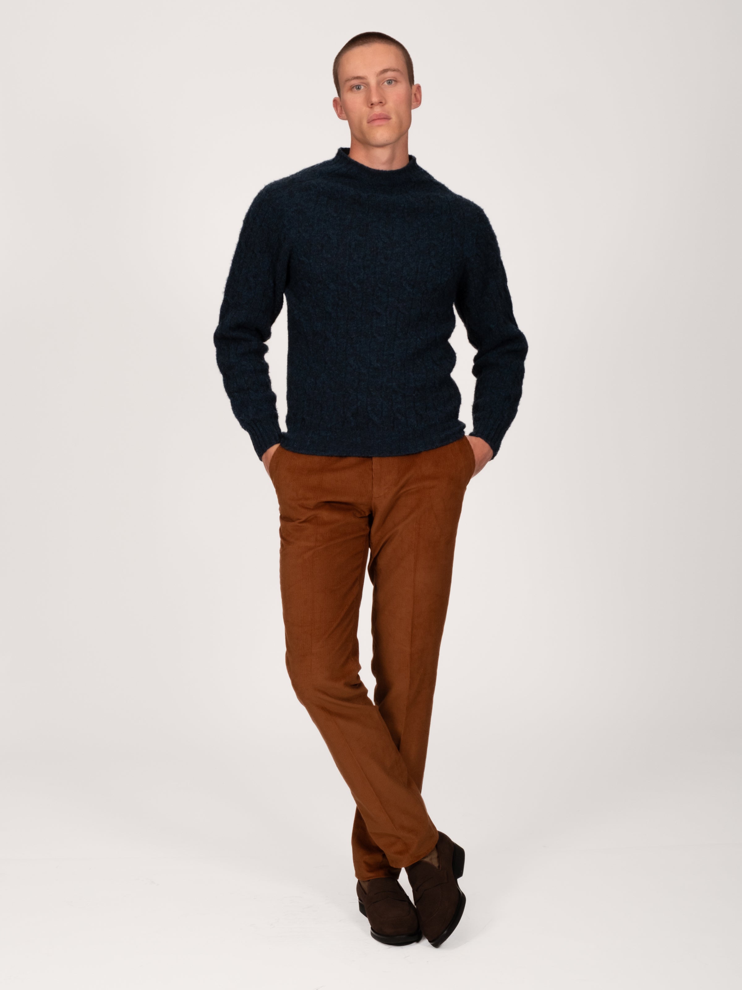 Cable Crew Neck Sweater - Petrel - Lucky Last