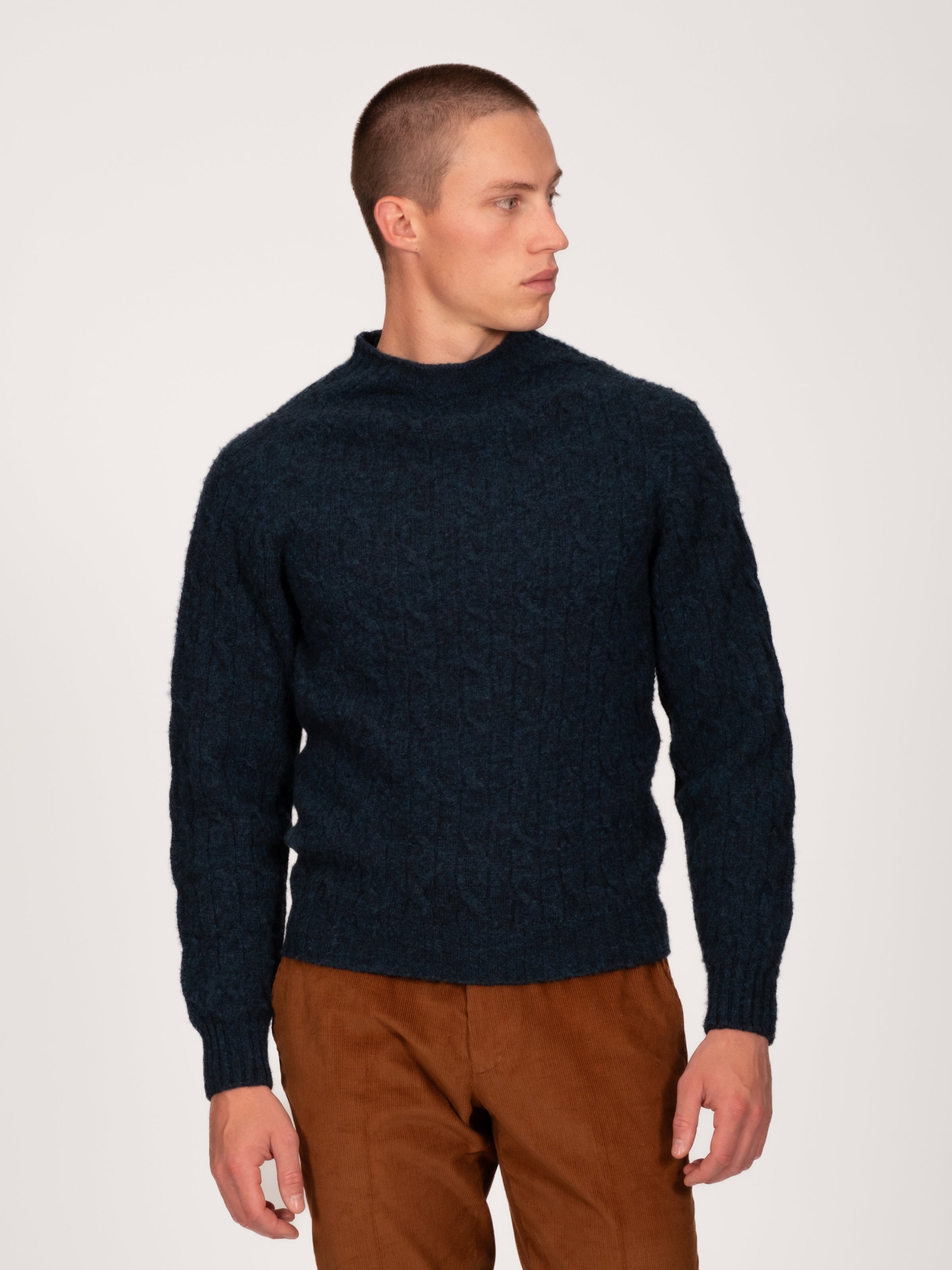 Cable Crew Neck Sweater - Petrel - Lucky Last