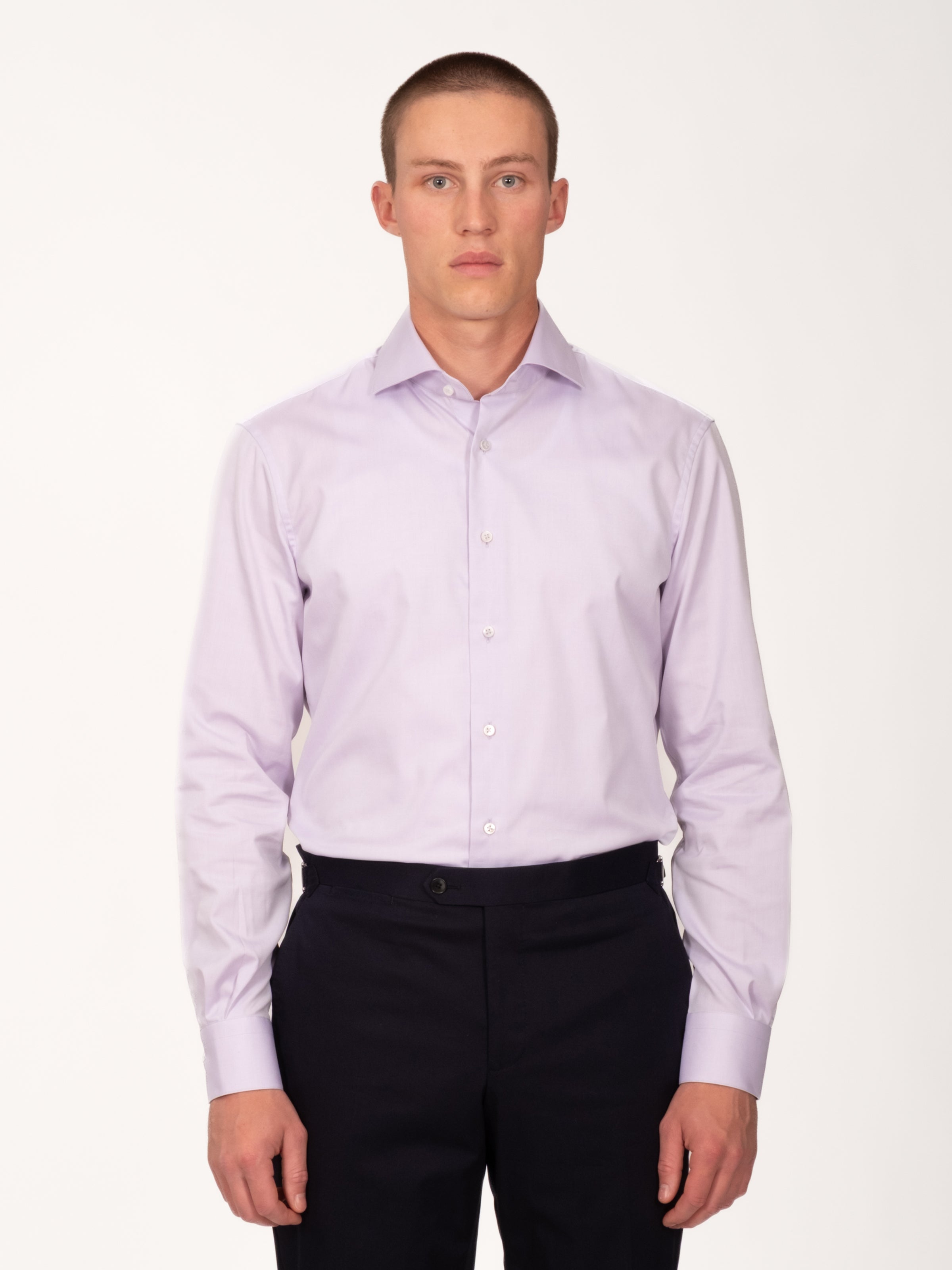 Windsor Pinpoint Cotton Cutaway Shirt - Periwinkle