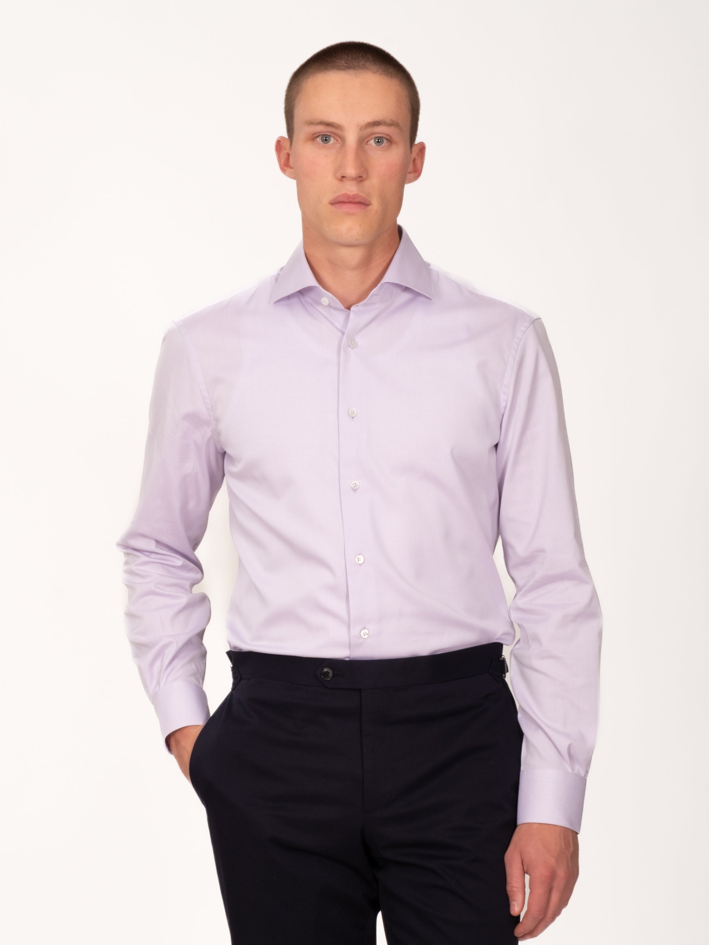 Windsor Pinpoint Cotton Cutaway Shirt - Periwinkle