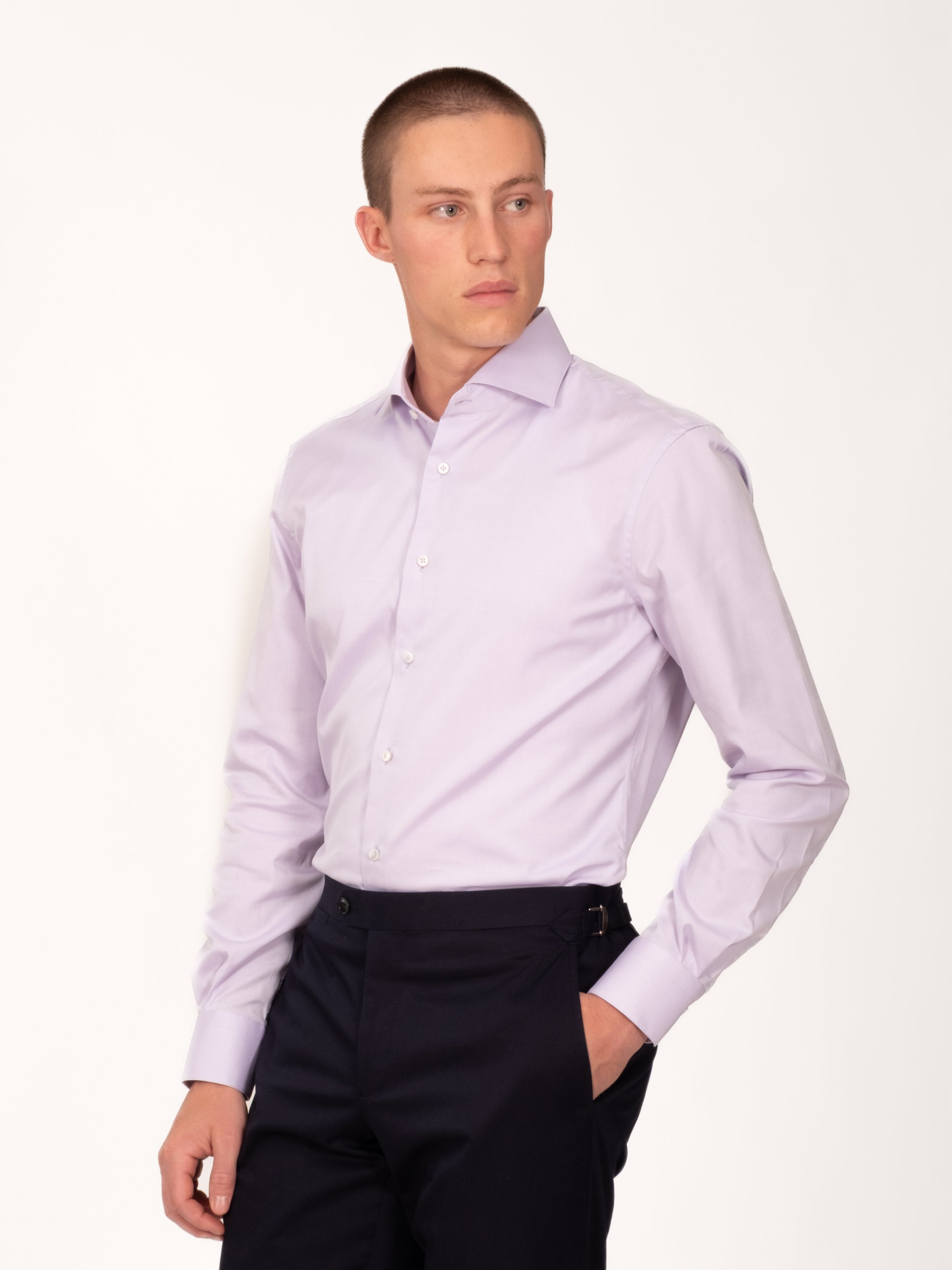 Windsor Pinpoint Cotton Cutaway Shirt - Periwinkle