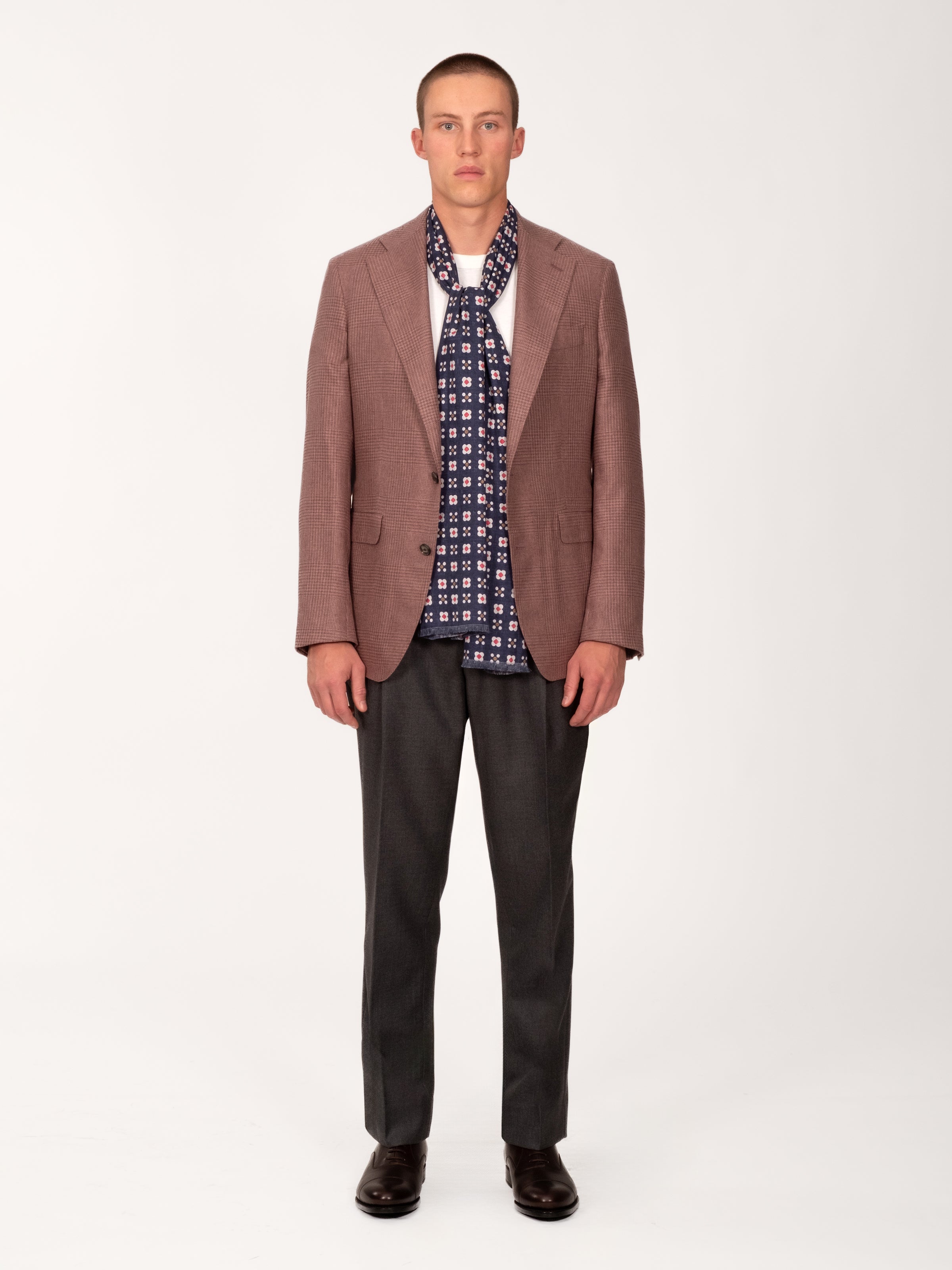 Silk Glencheck Blazer - Mauve