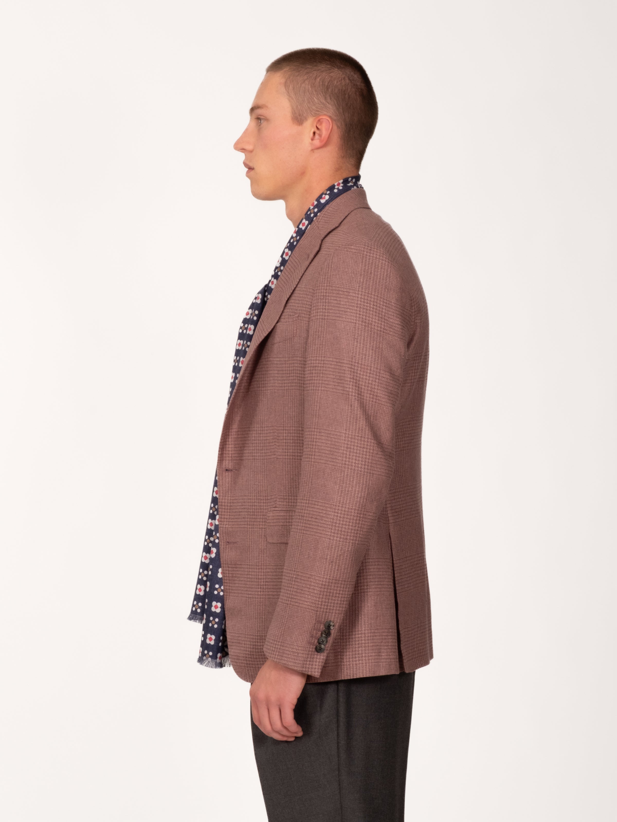 Silk Glencheck Blazer - Mauve