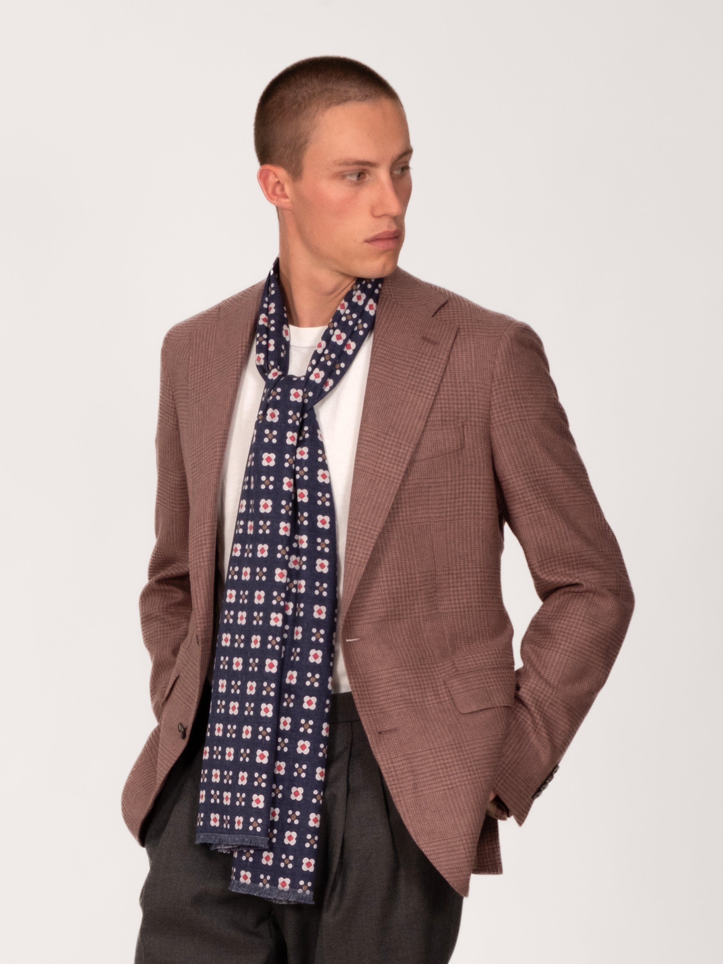 Silk Glencheck Blazer - Mauve