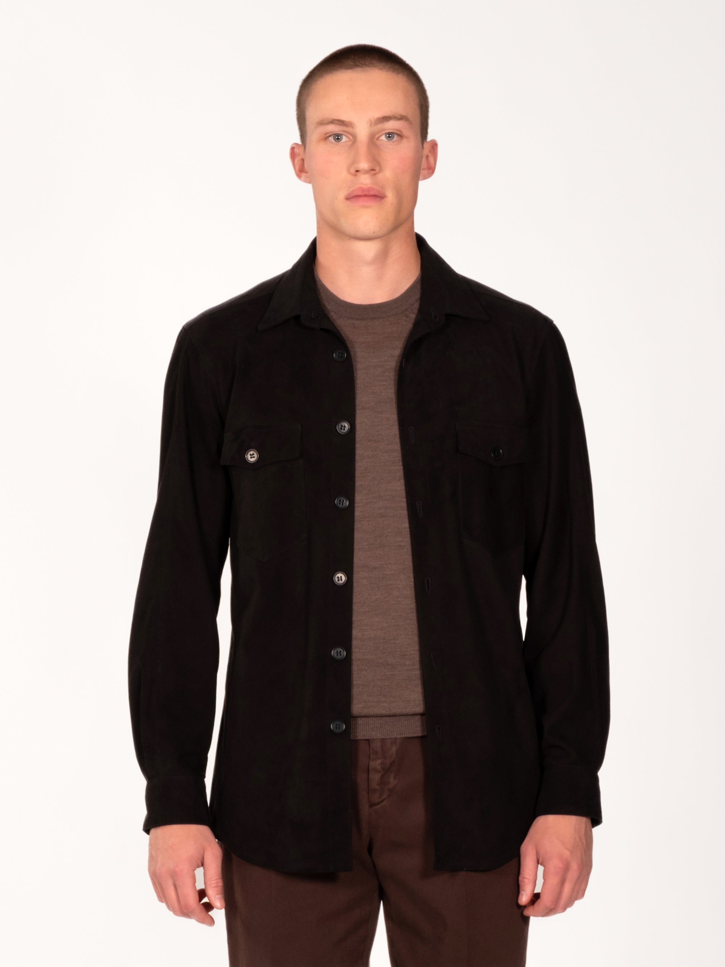 Suede Overshirt - Black
