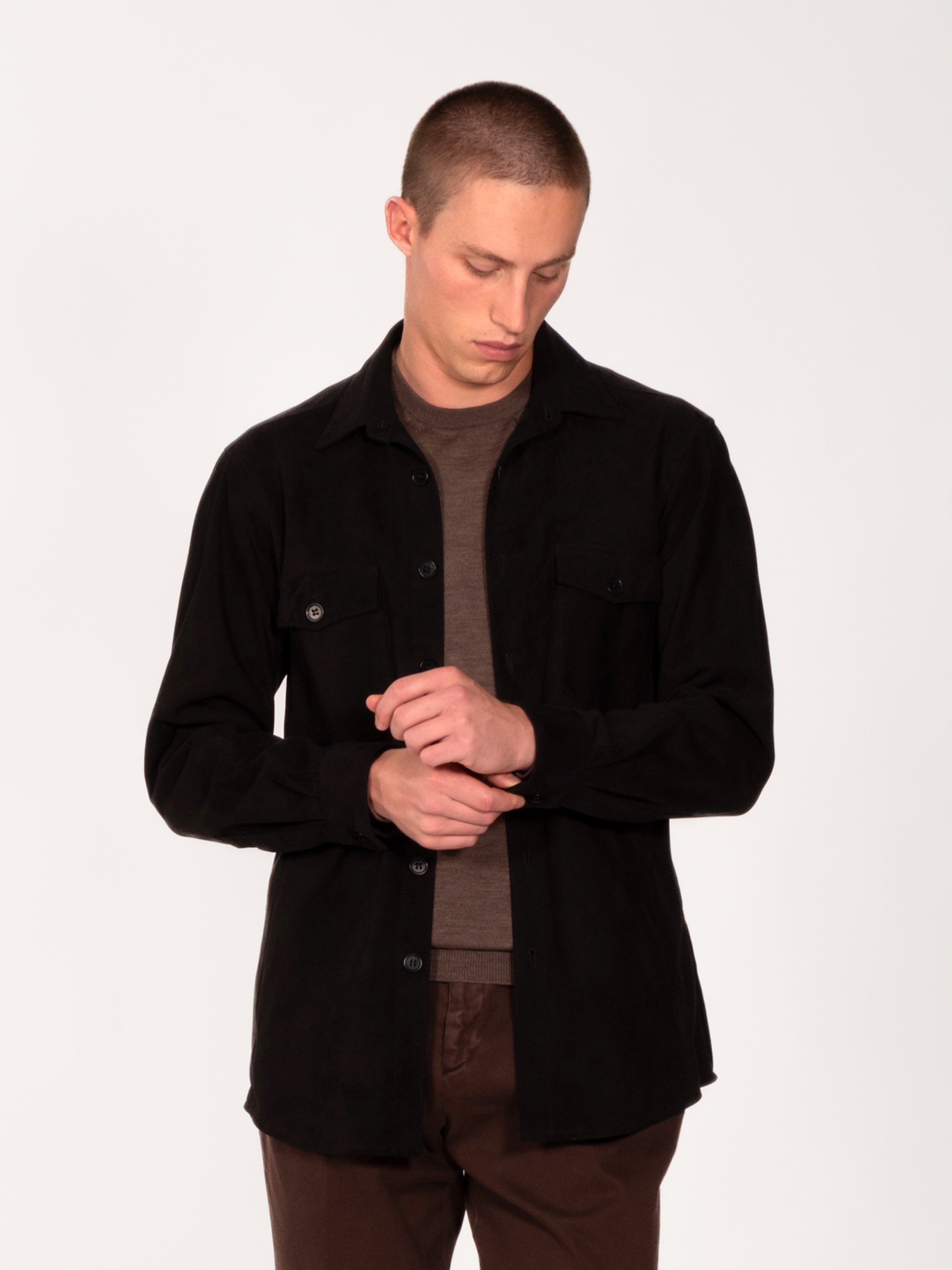 Suede Overshirt - Black