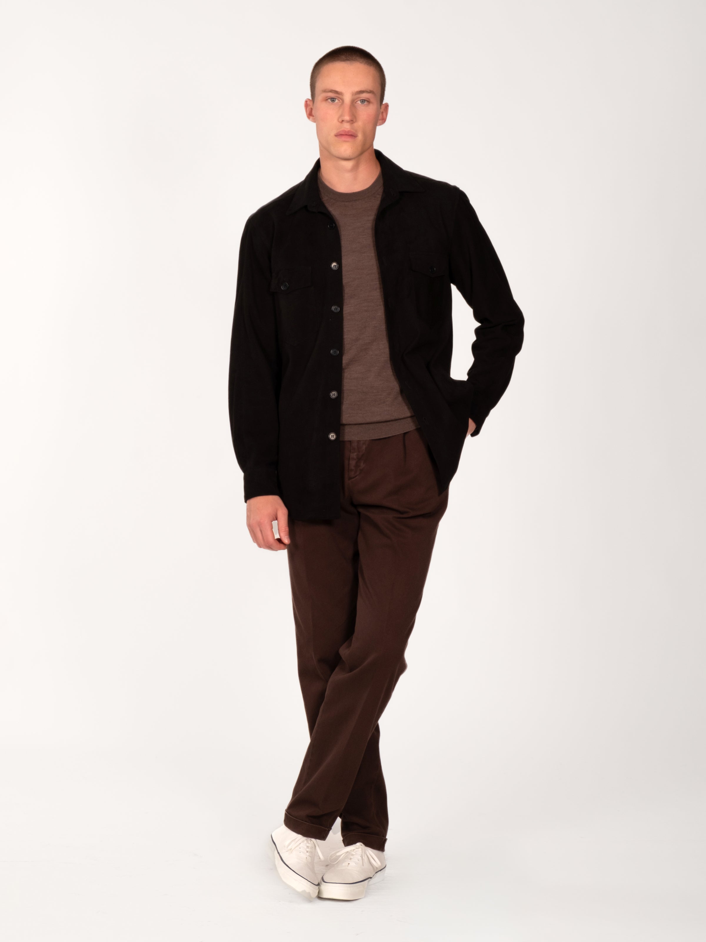 Suede Overshirt - Black