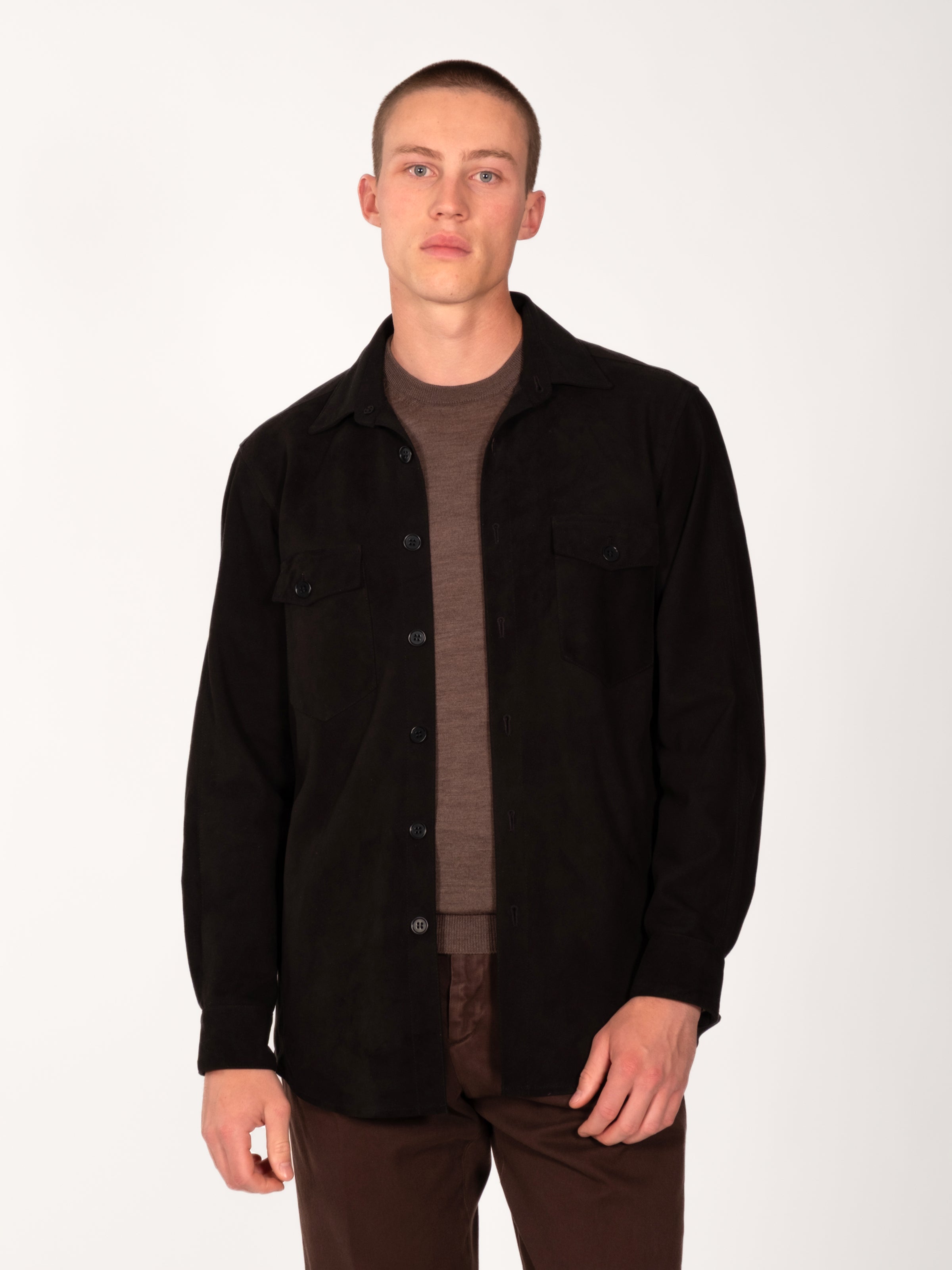 Suede Overshirt - Black